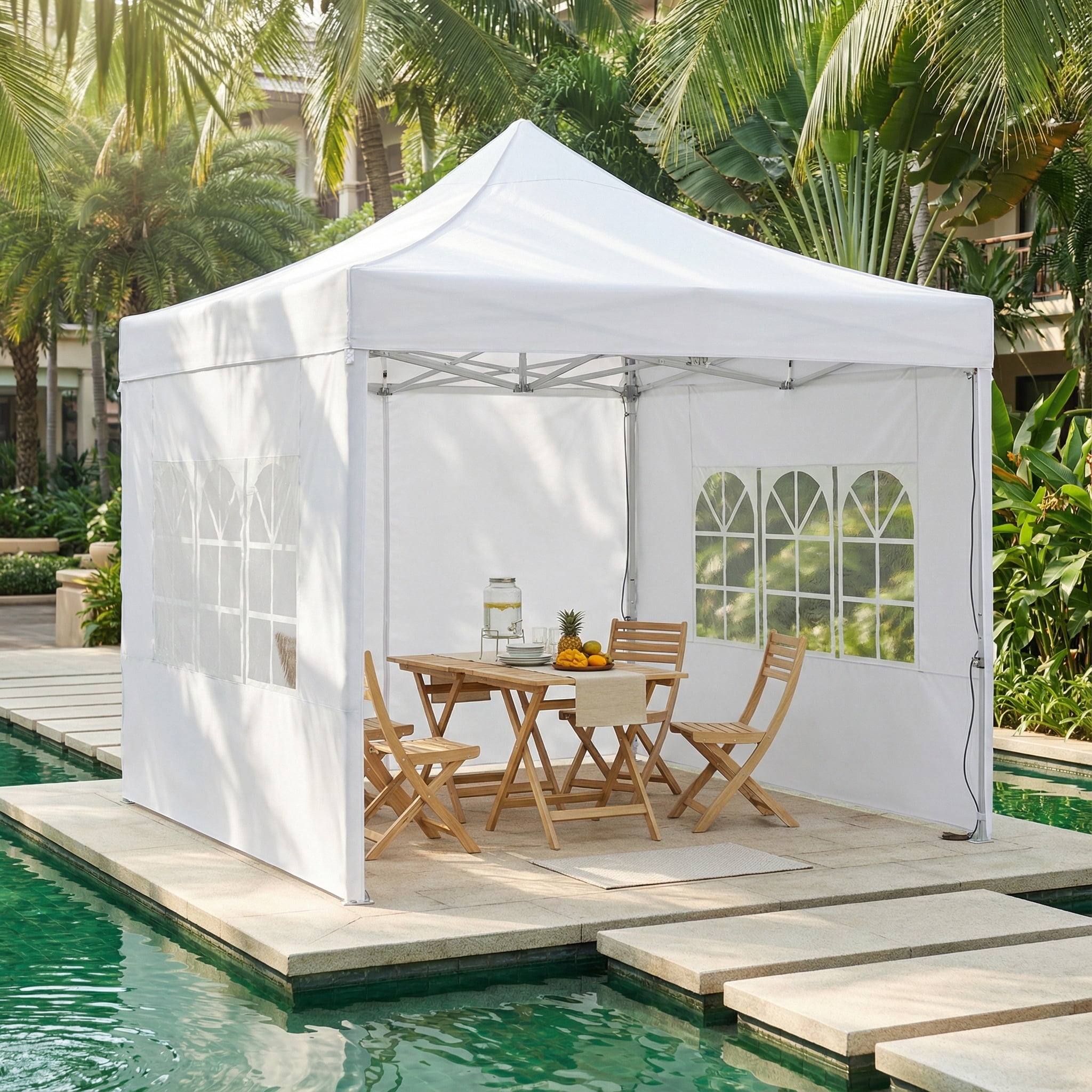 COBIZI 10x10 Heavy Duty Pop Up Canopy Tent with 4 Sidewalls, Commercial Instant Waterproof Shelter, UV 50+ Protection (White, 10x10 ft) zvpd3