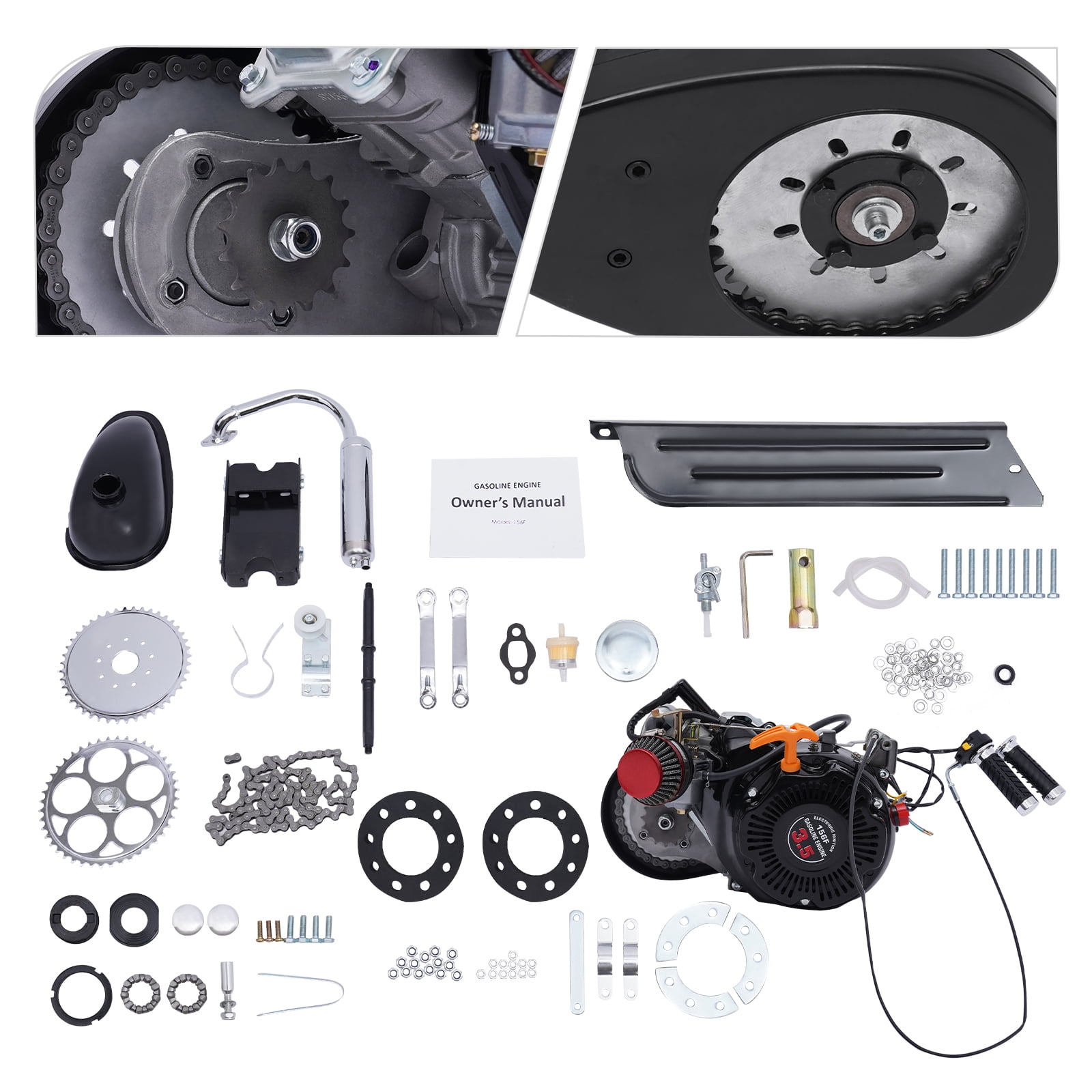 Aiqidi 100cc 4-Stroke Bicycle Engine Conversion Kit Gas Motorized Bike Motor (Silver, 44 lb) tddoa