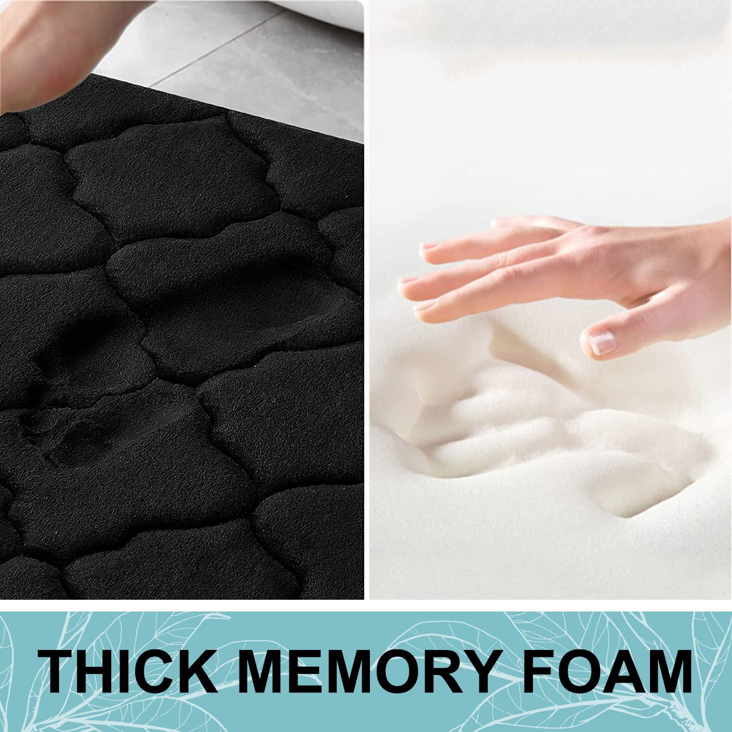 Buganda Memory Foam Bathroom Rug, Ultra Soft Absorbent Non-Slip Bath Mat for Floor (Black, 24 in x 16 in) t3k7q