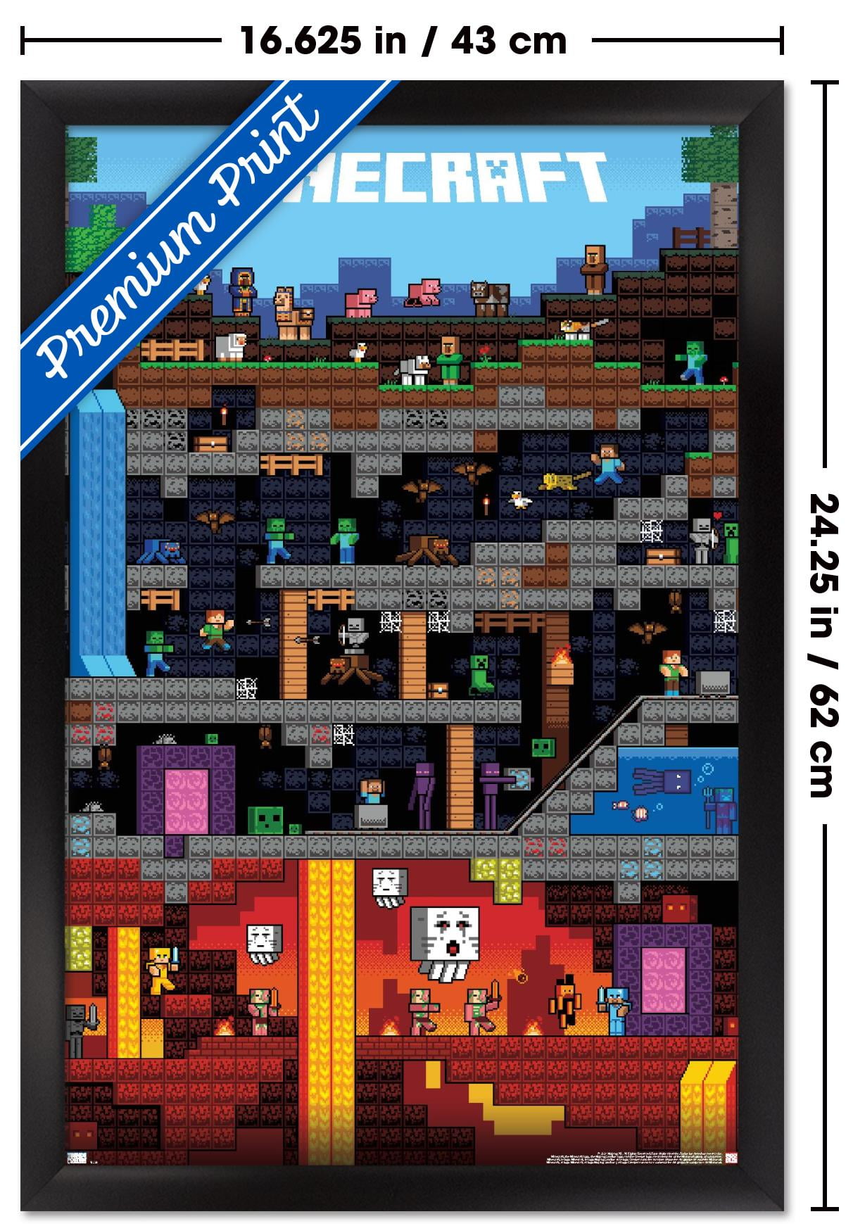 Trends International Minecraft Framed Poster and 2026 Wall Calendar Set (Black, 12 in x 12 in) e5bj1