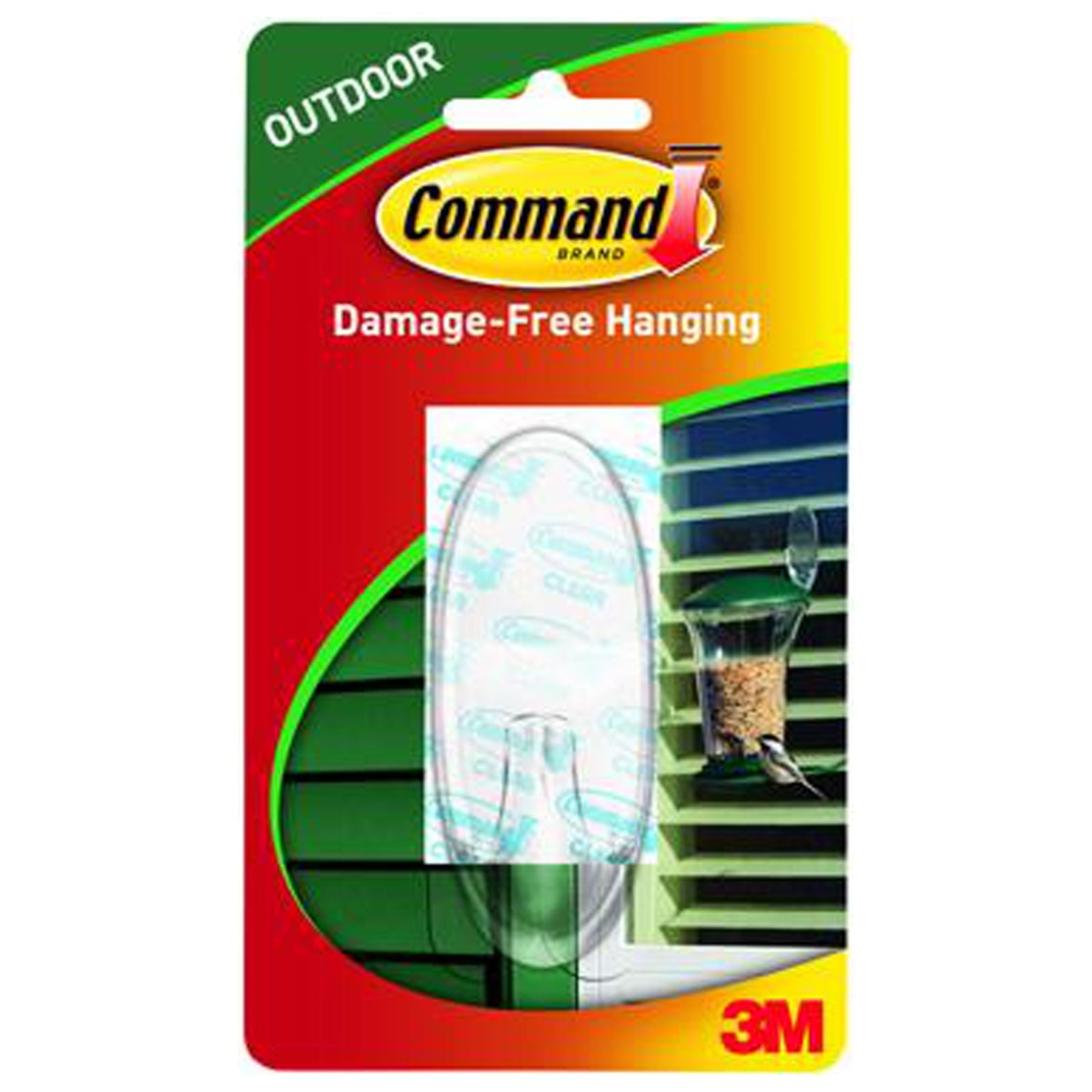 Command Large Clear Adhesive Wall Hook (Damage-Free Hanging, 1-Hook) 61ne1