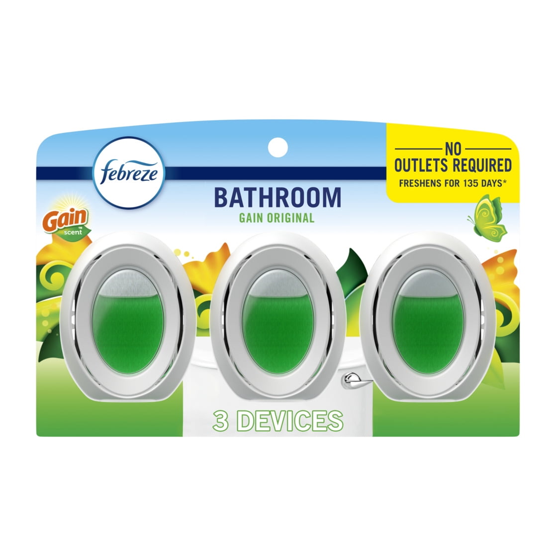 Febreze Odor-Fighting Bathroom Air Freshener, Gain Original Scent (3 Pack) mvkac