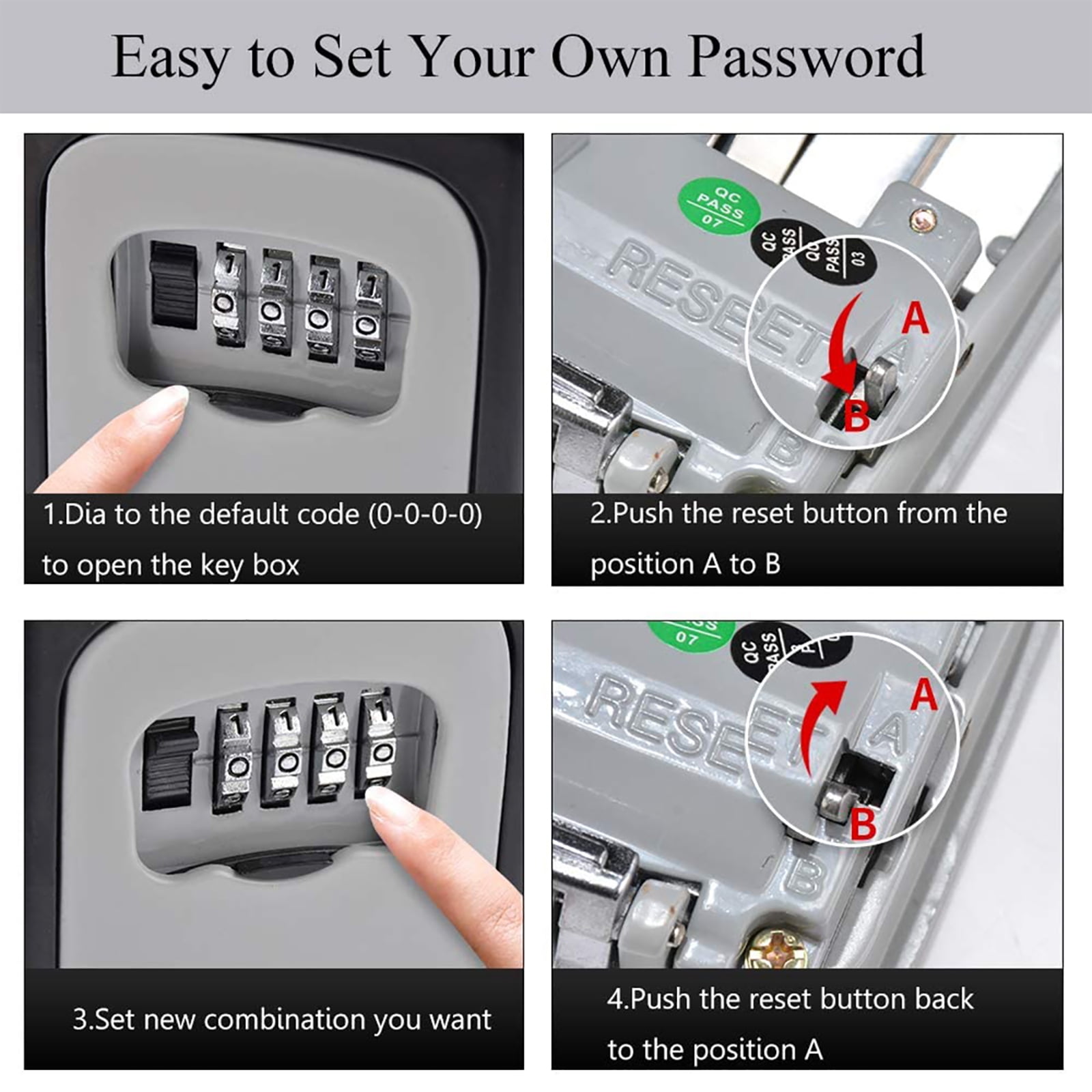 Husfou Key Lock Box Waterproof 4-Digit Combination Security Safe (Black, 5 Key Capacity) 6k1pw