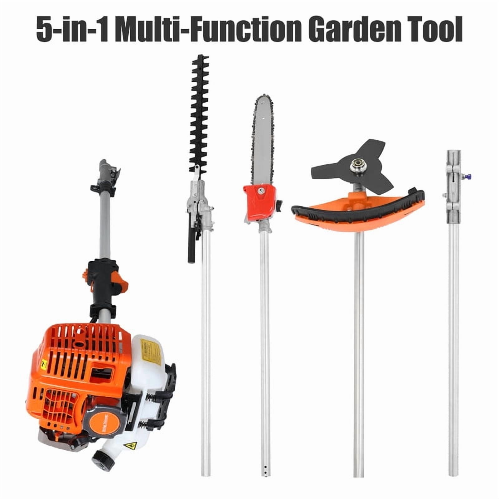 YNCE 5-in-1 Gas Powered Multi-Tool Hedge Trimmer and Brush Cutter (Orange, 52CC Engine) r70bd