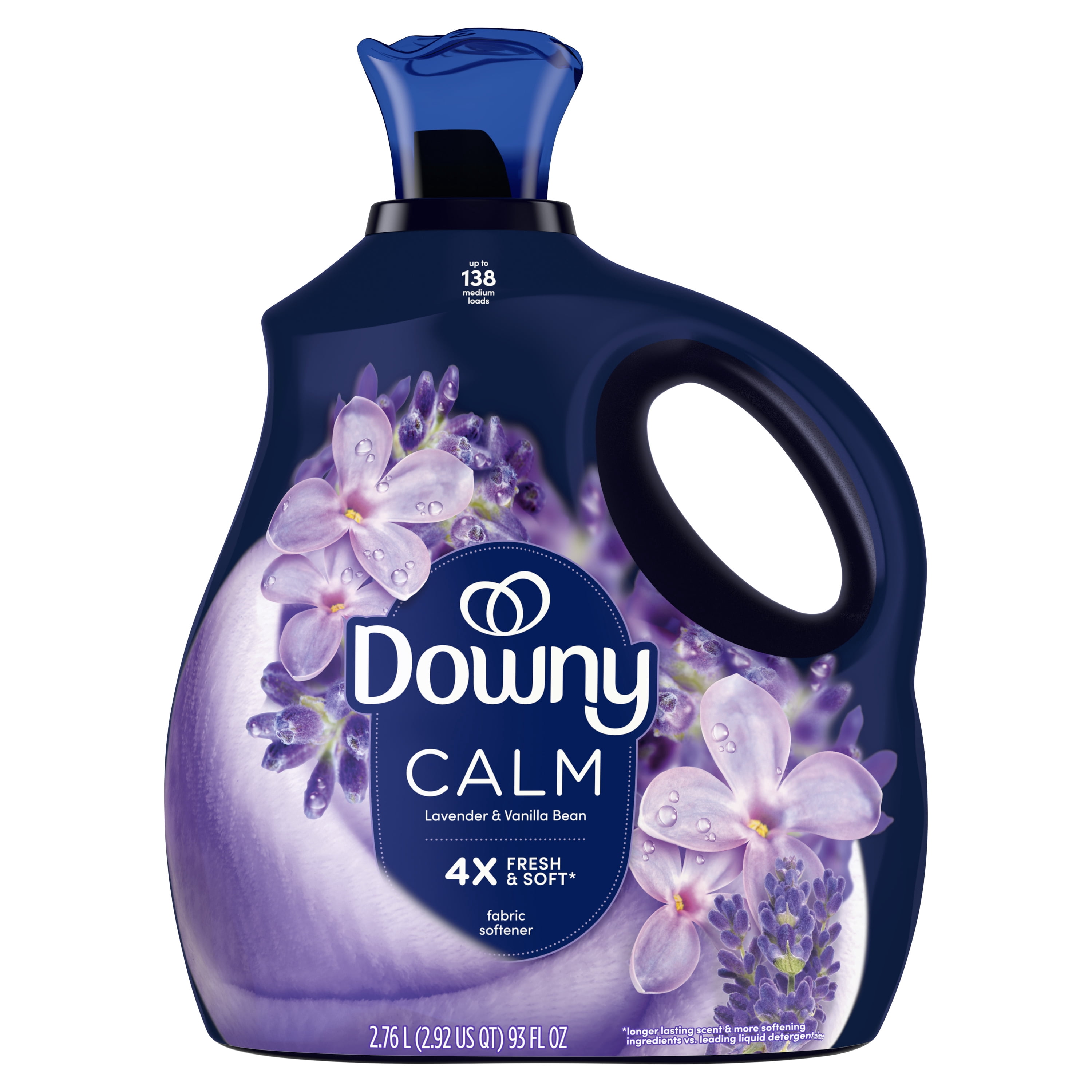 Downy Ultra Soft Liquid Fabric Softener, Calm Lavender & Vanilla Bean Scent, Long-Lasting Freshness (93 fl oz) wa0qu