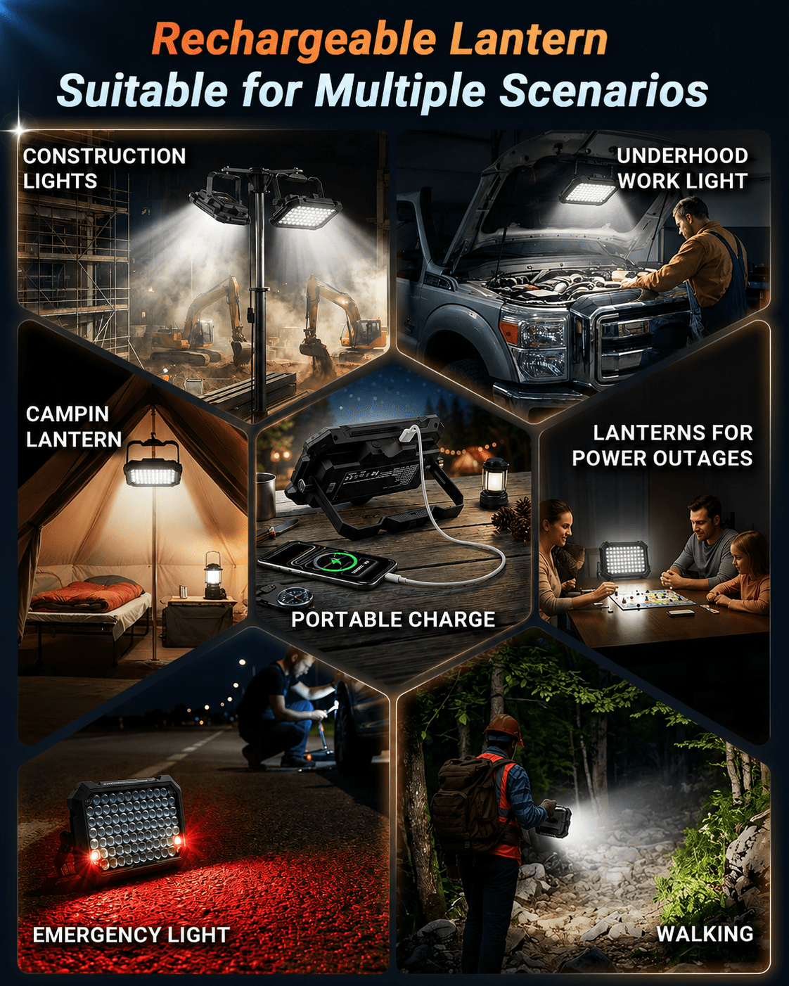 COSJM Rechargeable LED Work Light, 10000LM Portable Magnetic Floodlight with Adjustable Stand (12000mAh) zpejz