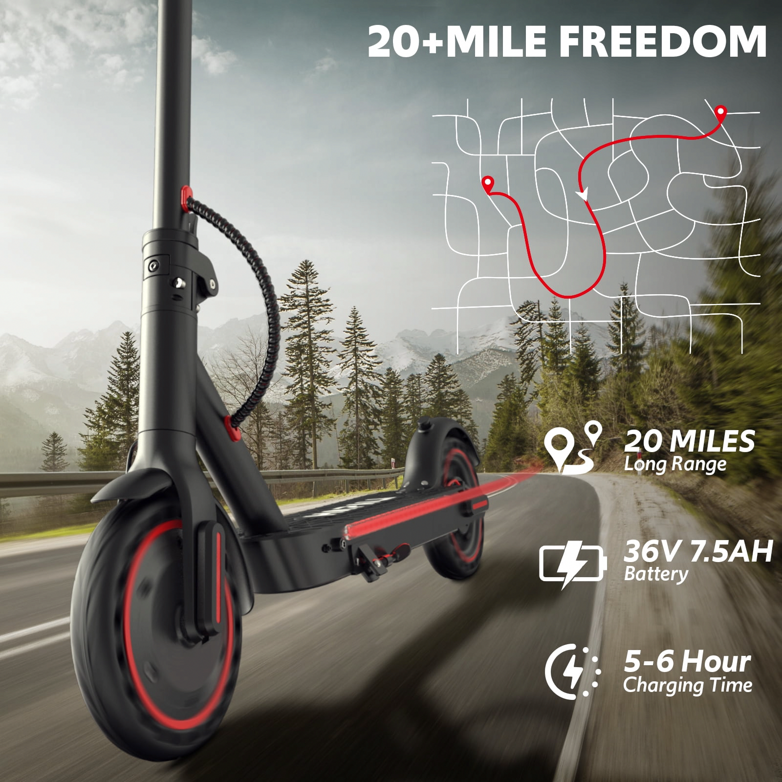 Hapali Electric Scooter for Adults, Folding E-Scooter with 550W Motor and Side Lights (Black, 31 lb) ifkkp