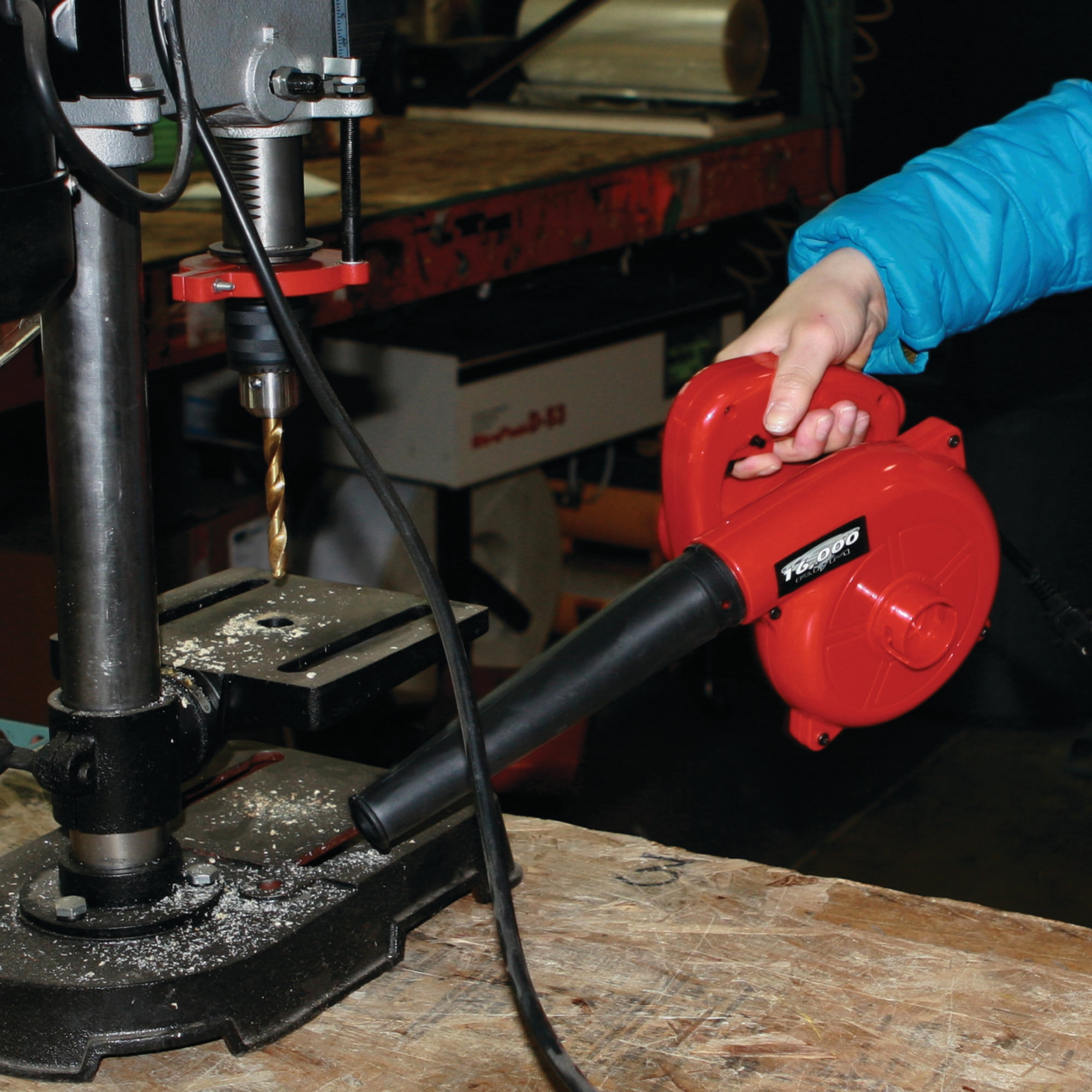 Performance Tool W50063 Electric Shop Blower and Vacuum for Garage Cleaning (Red, 3.3 lb) 5pxeo