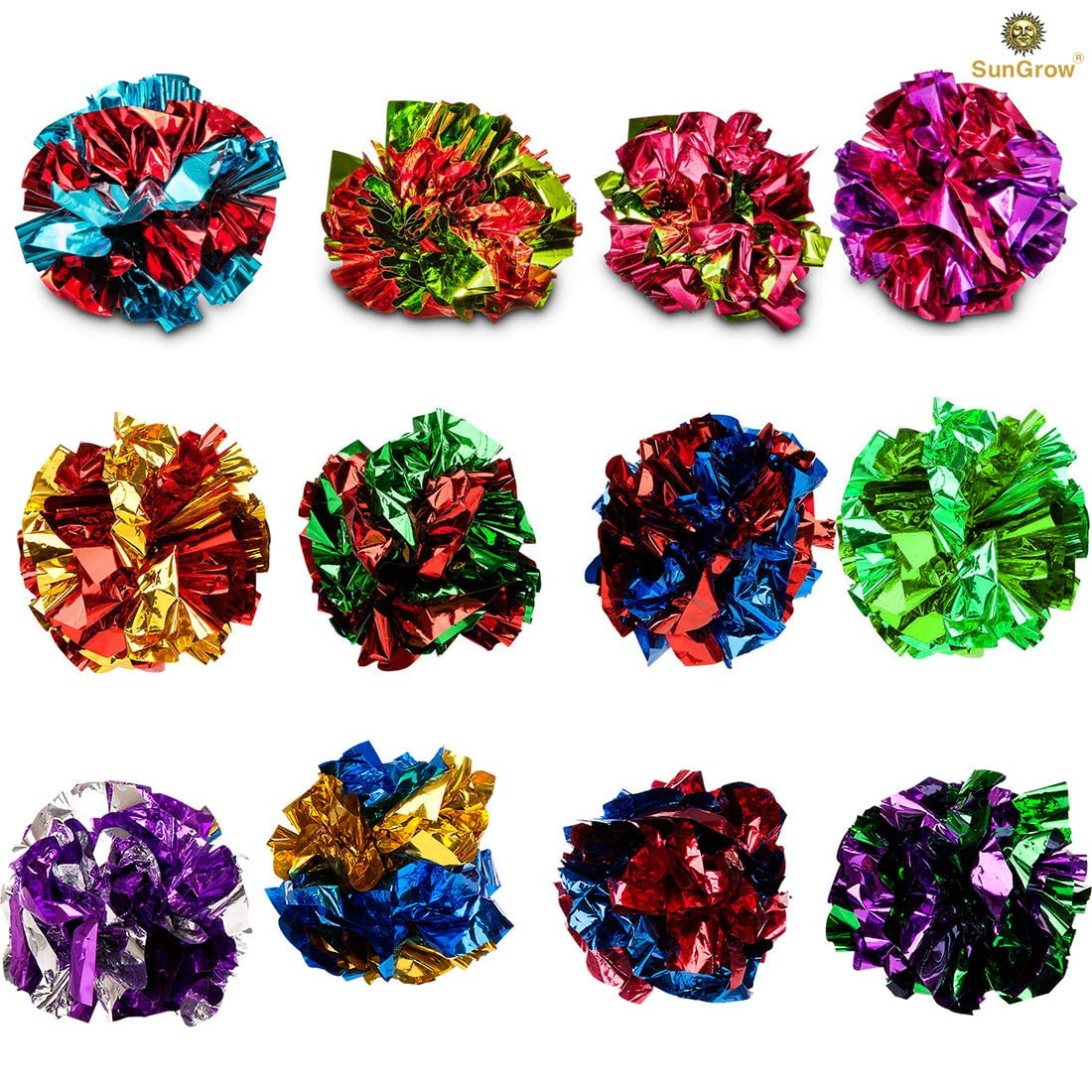 SunGrow Crinkle Balls for Cats and Kittens, Interactive Indoor Pet Toys (12 Pack) cibnw