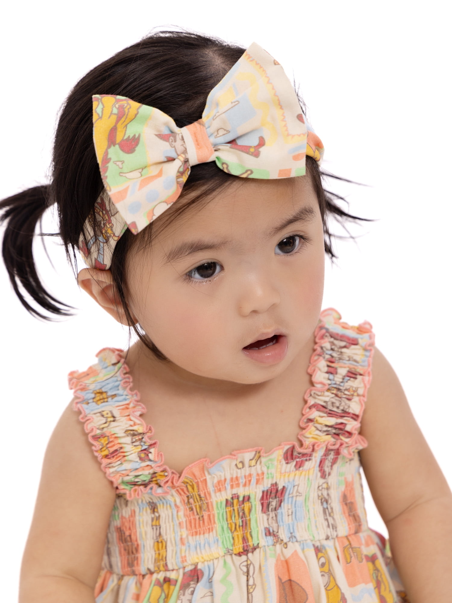 Disney Pixar Toy Story Baby Girls Smocked Cotton Tank Top, Shorts and Headband 3-Piece Set (Multi-Color, 0-24 Months) unblt