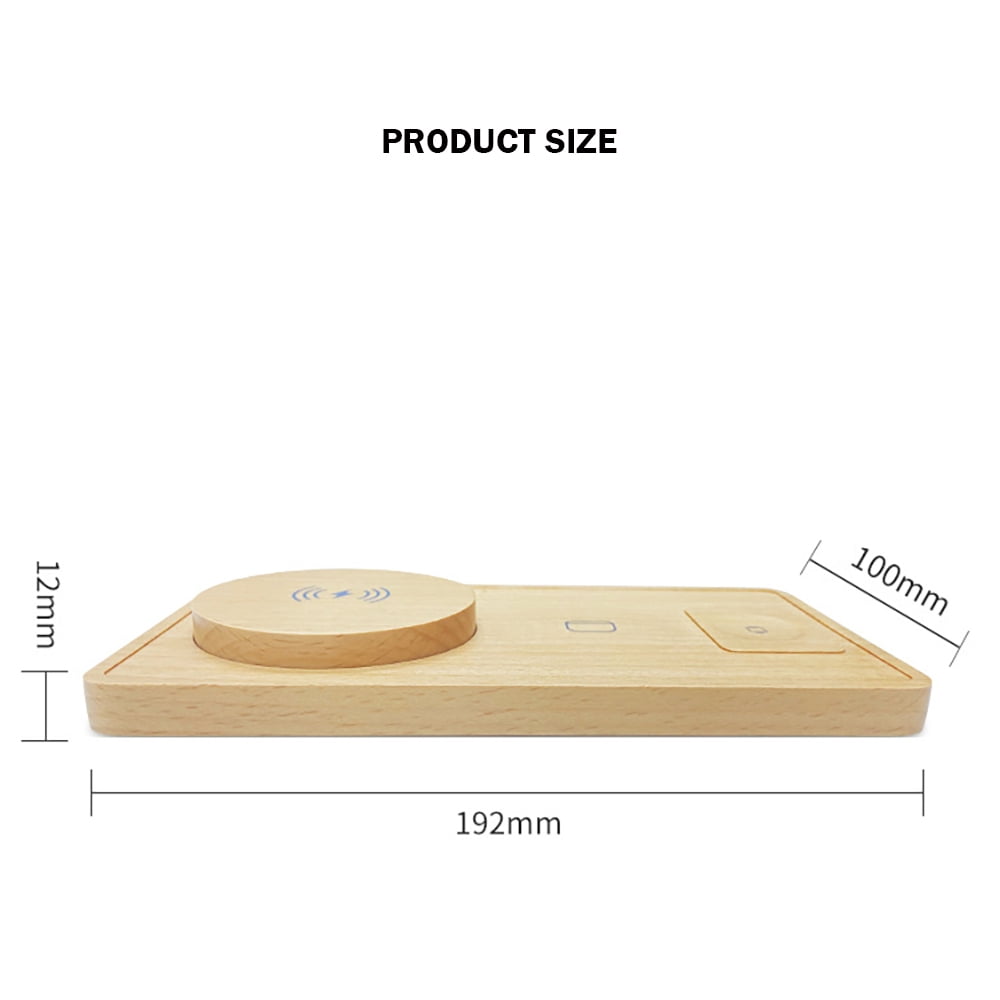 AARONMEI 3-in-1 Wireless Charging Station, Fast Charging Pad for Phone, Watch, and Headphones (Bamboo Wood, 1 Pack) ndk2p