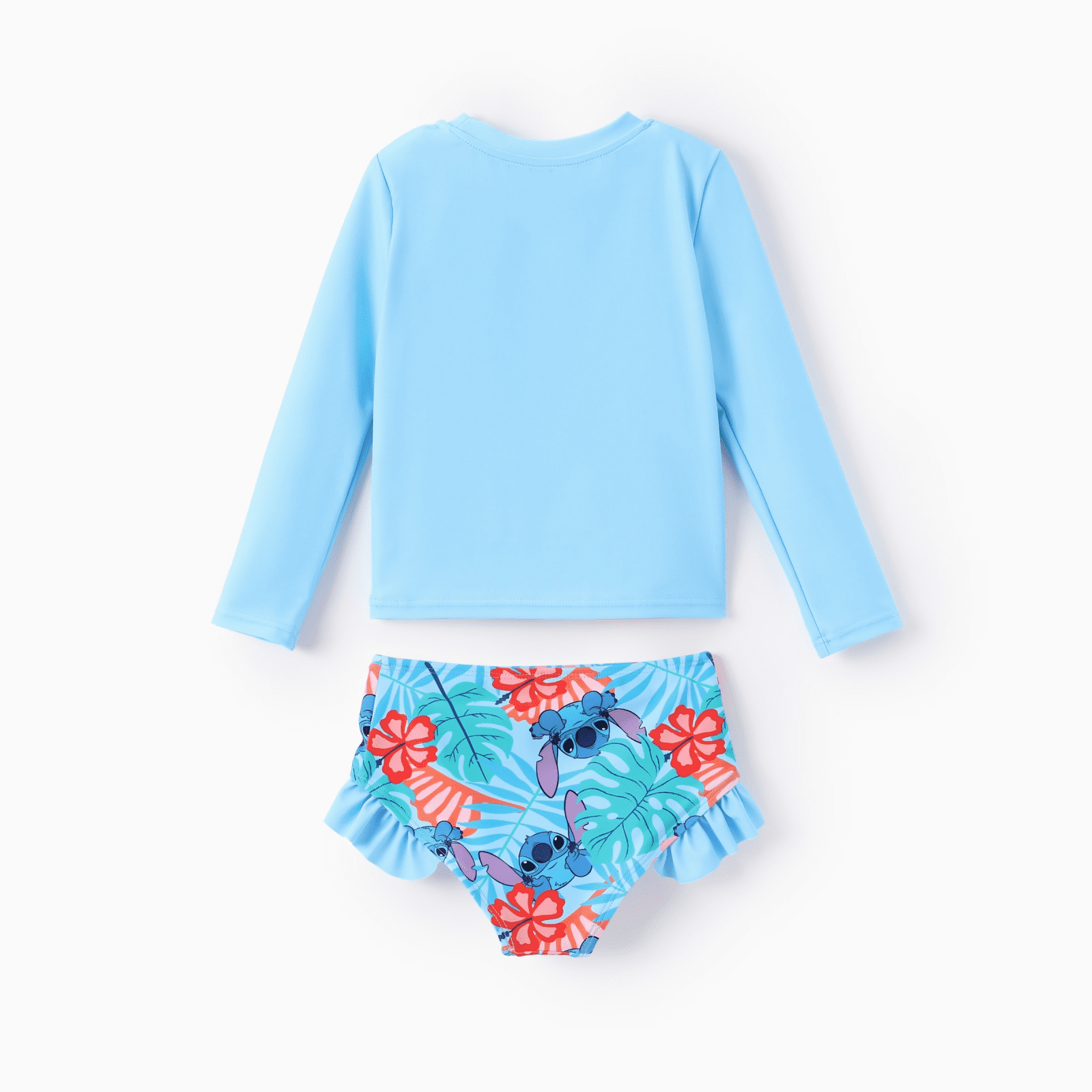 Disney Stitch Girls Swimsuit 2-Piece Rash Guard Set (Blue, Size 3-13) j0tfl