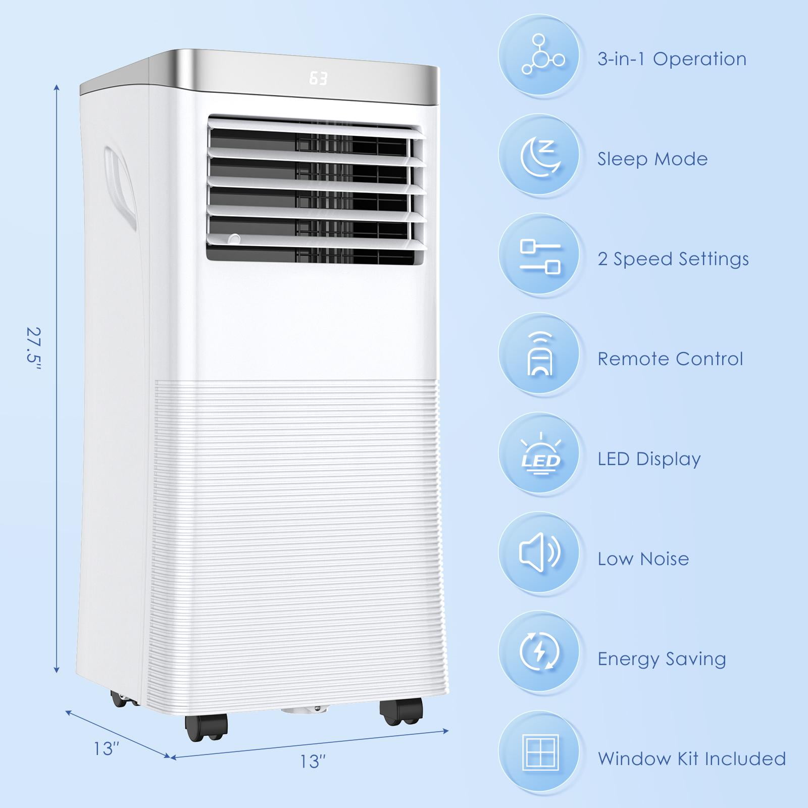 Giantex Portable Air Conditioner 3-in-1 Cooling Fan and Dehumidifier with Remote Control and Window Kit (White, 8000 BTU) q74ry