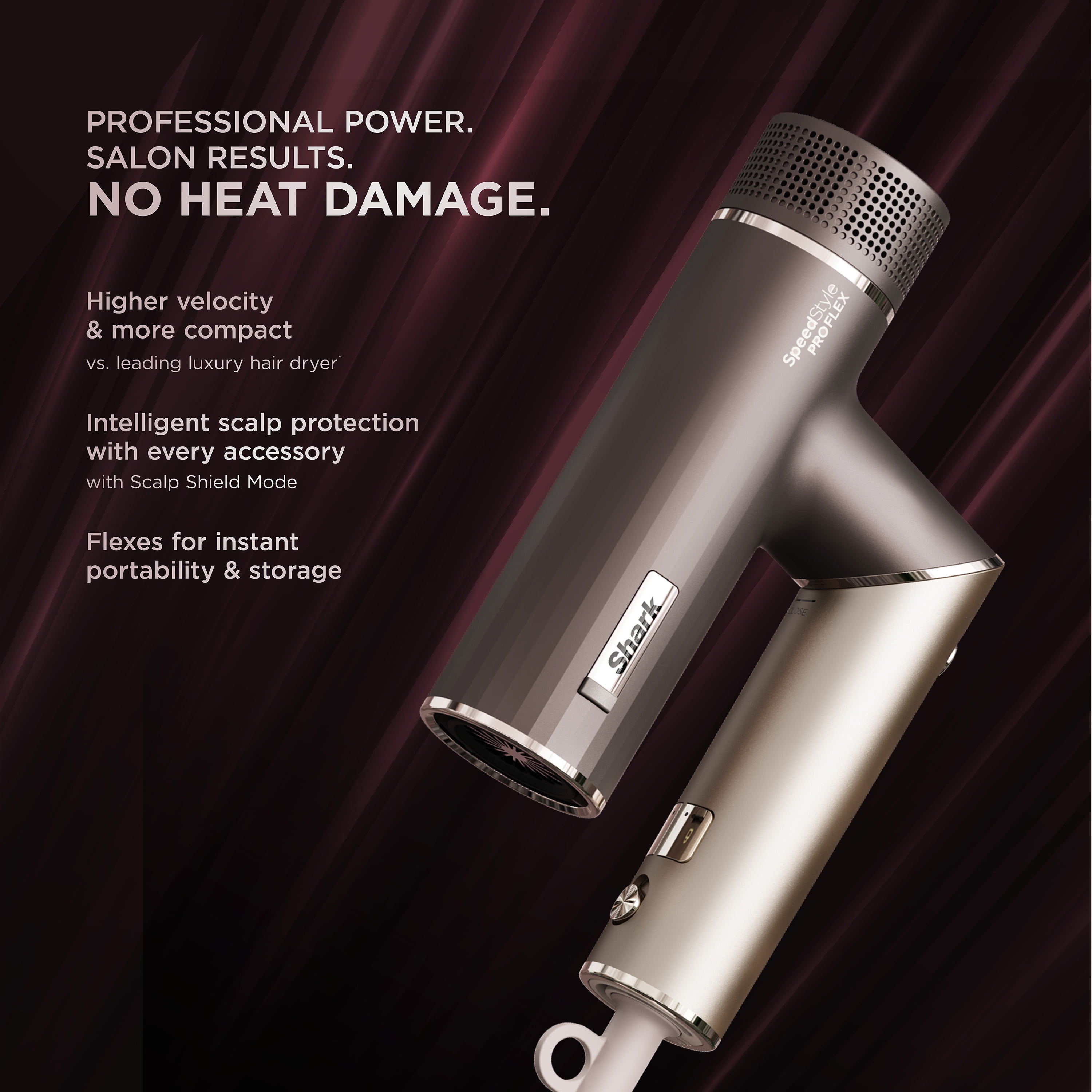 Shark SpeedStyle Pro FLEX Hair Dryer System, Professional Salon-Quality Styling Tool (Mocha Silver, Refurbished) tcnd7