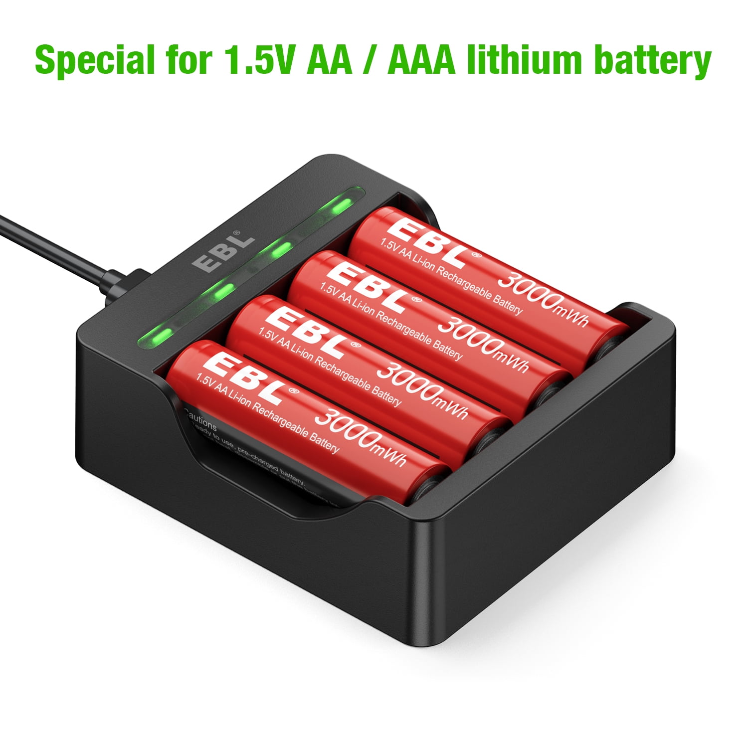 EBL Lithium-Ion Rechargeable AA Batteries (4-Pack) ydhc1