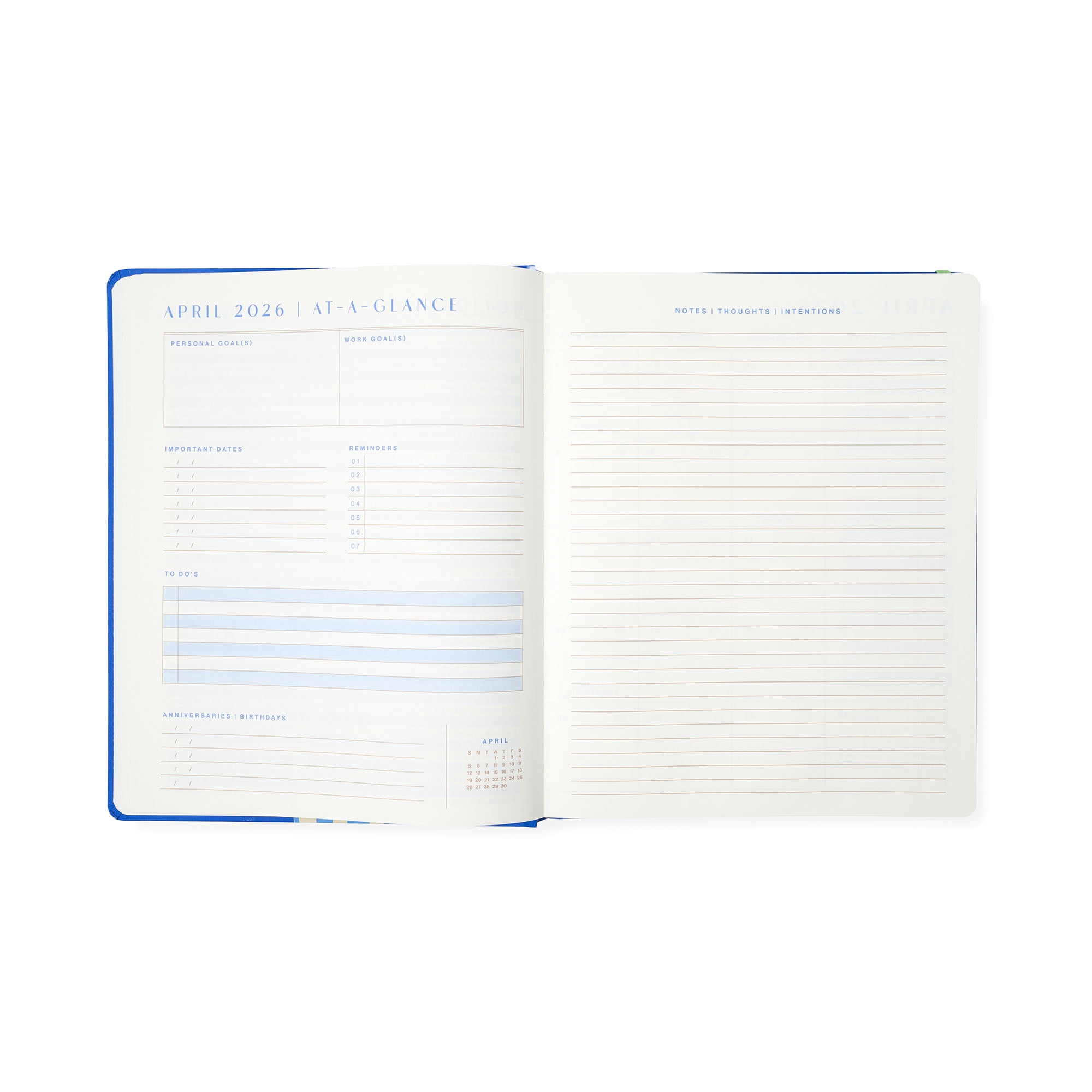 ThinkInk 15-Month Planner Weekly & Monthly Organizer Blue Flower Vase Design (8 in x 10 in) kg3qq