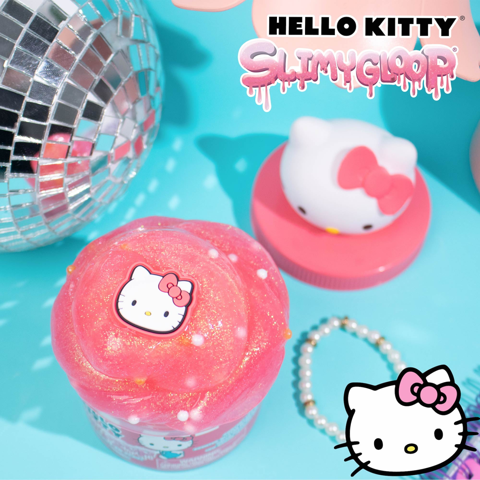 Hello Kitty SLIMYGLOOP Sensory Slime Set with Charm and Beads (Red and White, 8 oz) 4ikv3