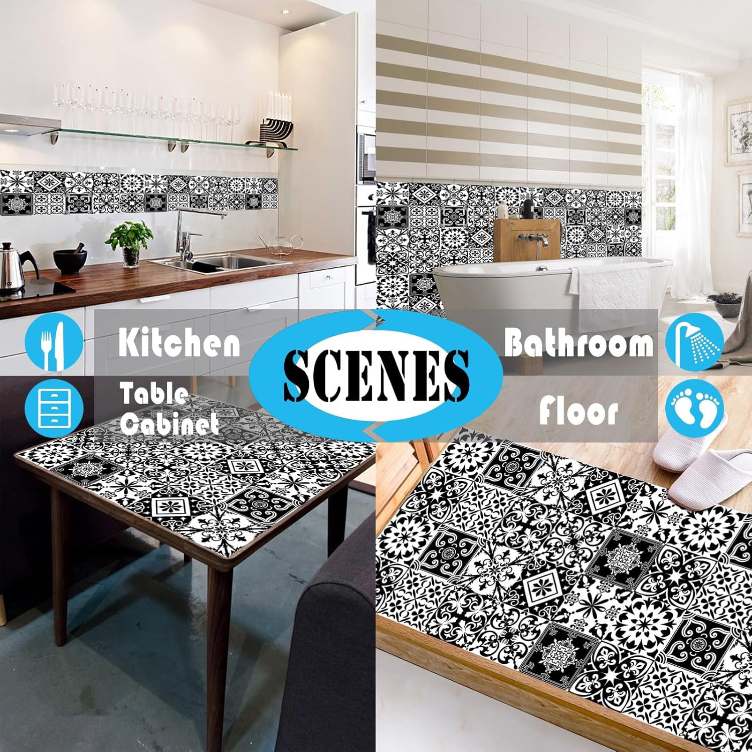 YiZeDaMS Peel and Stick Backsplash Tile Stickers, Waterproof Vinyl Wall Decals for Kitchen and Bathroom (Marble, 12 x 12 in, 9-Piece Set) 4uer7