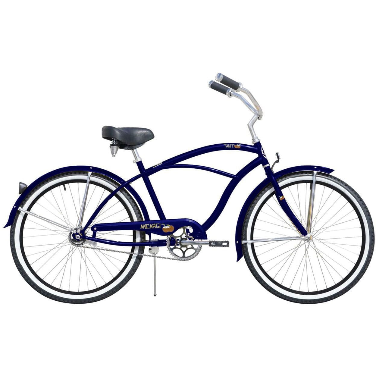 Micargi Tahiti Mens Beach Cruiser Bicycle Single Speed Durable Steel Frame (Dark Blue & Black, 26 in) 6clmu