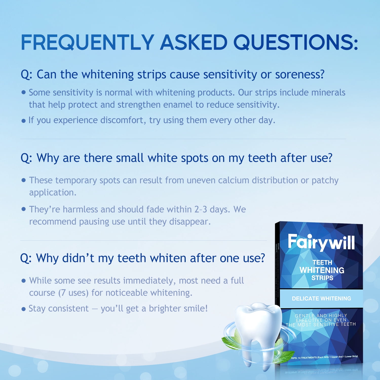 Fairywill LED Teeth Whitening Strips Kit with Blue Light Accelerator (White, 28 Strips) 95cho