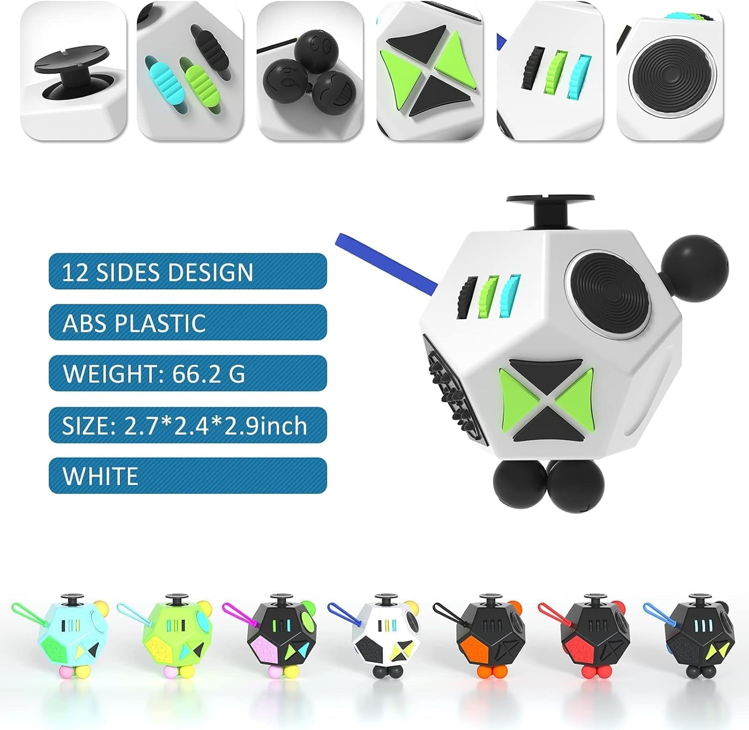 DoDoMagxanadu 12-Sided Fidget Dodecagon Toy for Stress Relief and Focus (White, 2.75 in) v5uyv