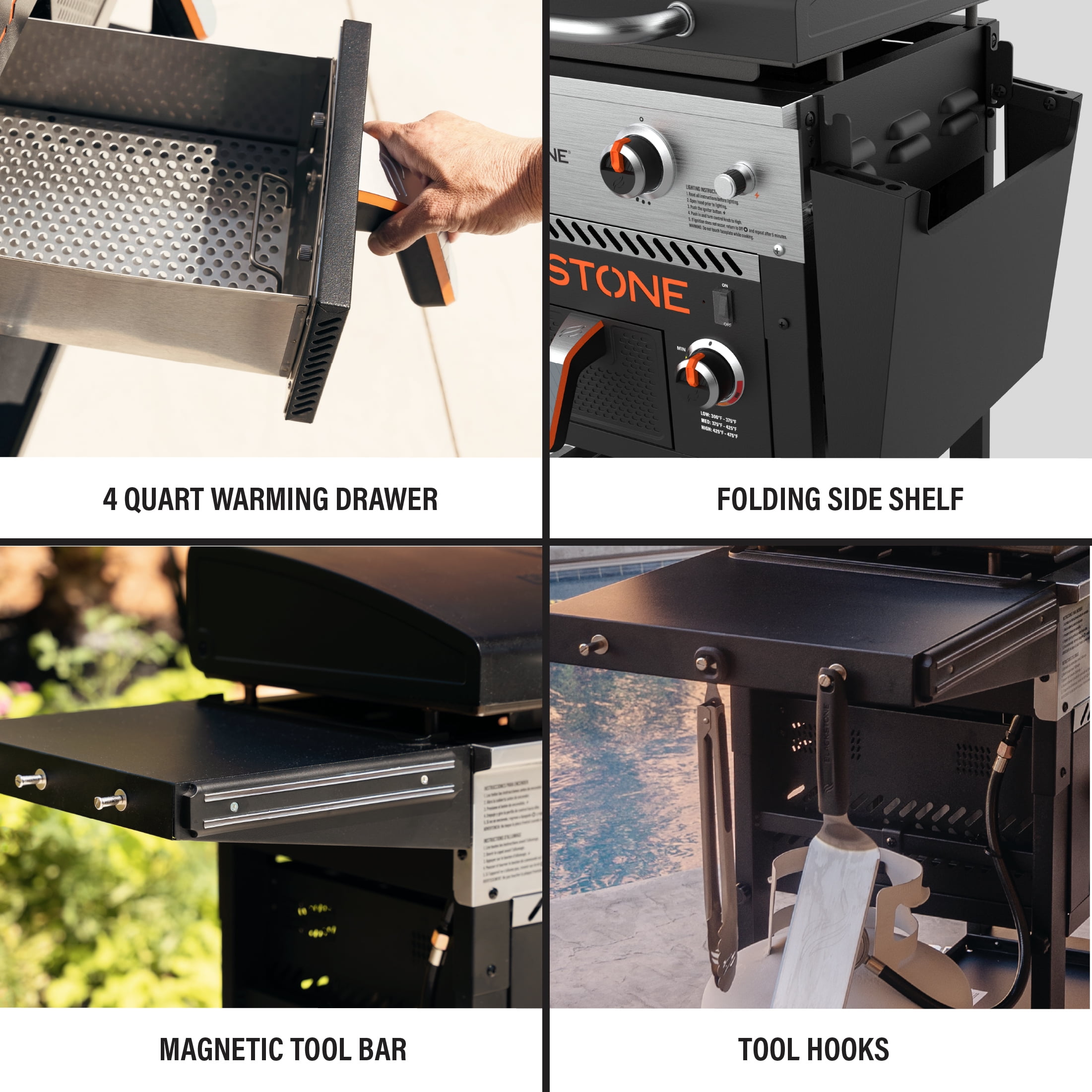 Blackstone 28-inch Outdoor Propane Griddle and Air Fryer Combo with Hood (Black, 524 sq in) ime8u