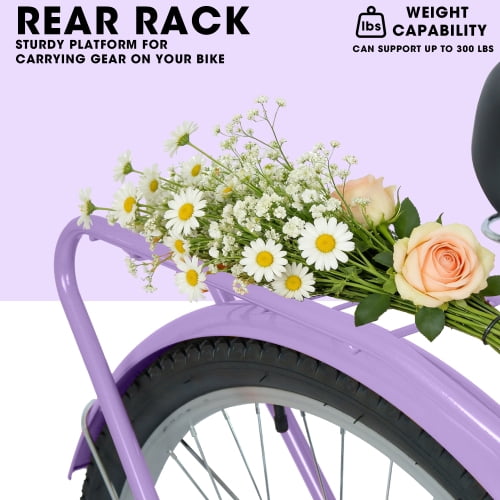 RAISTYW 26 in Cruiser Bike for Women, 7-Speed Commuter Bicycle with Rear Rack and Fenders (Purple, 26 in) cubzo