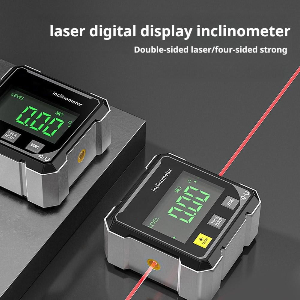 Generic Magnetic Digital Angle Finder with Dual Laser Level (Black, 4-Sided) 33o2d