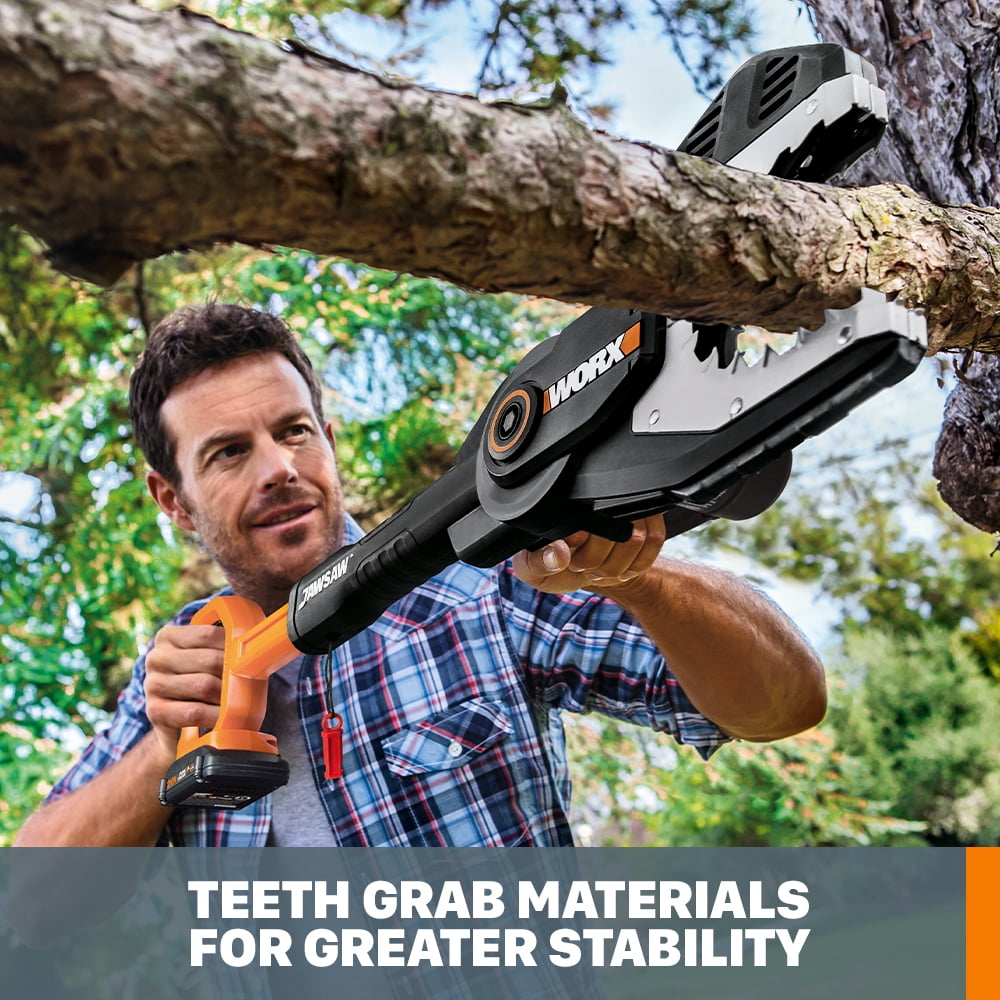 WORX WG320 20V Power Share JawSaw Cordless Chainsaw (Refurbished, Orange, 7.1 lb) 8ylkk