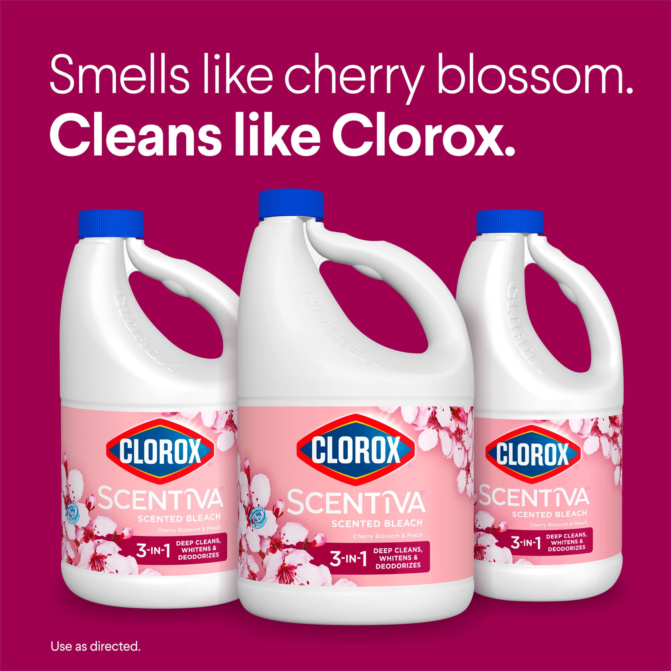 Clorox Scentiva Scented Bleach, Cherry Blossom and Peach, Deep Cleaning and Whitening Formula (81 fl oz) 3zoe2