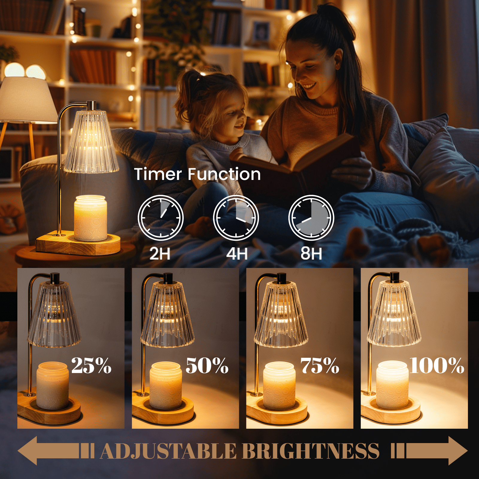 Marycele Candle Warmer Lamp for Jar Candles with Dimmable Timer (Gold, 1 Lamp with 2 Bulbs) 6k4dd