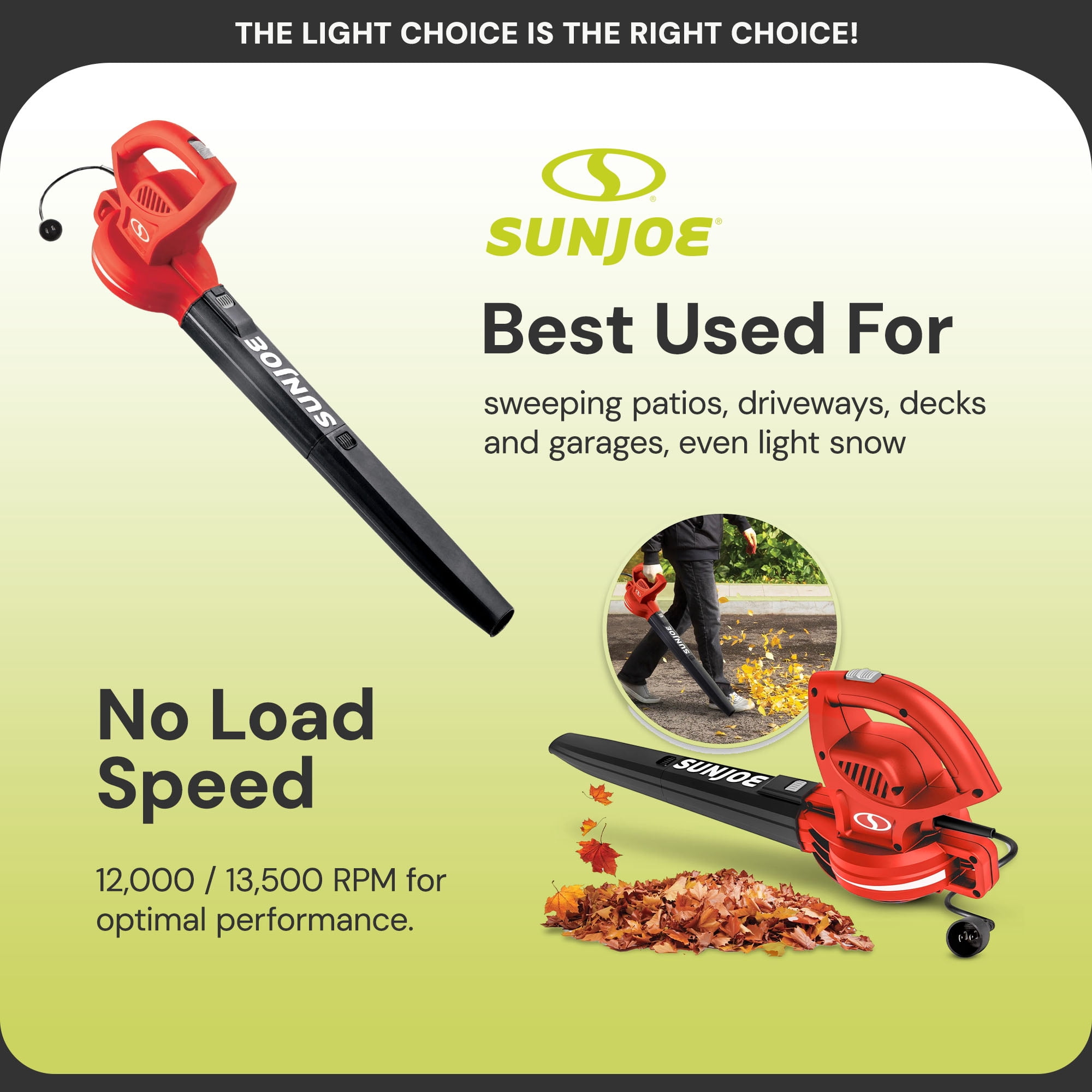 Sun Joe 6-Amp Corded Handheld Leaf Blower (Red, 3.9 lb) puv1r