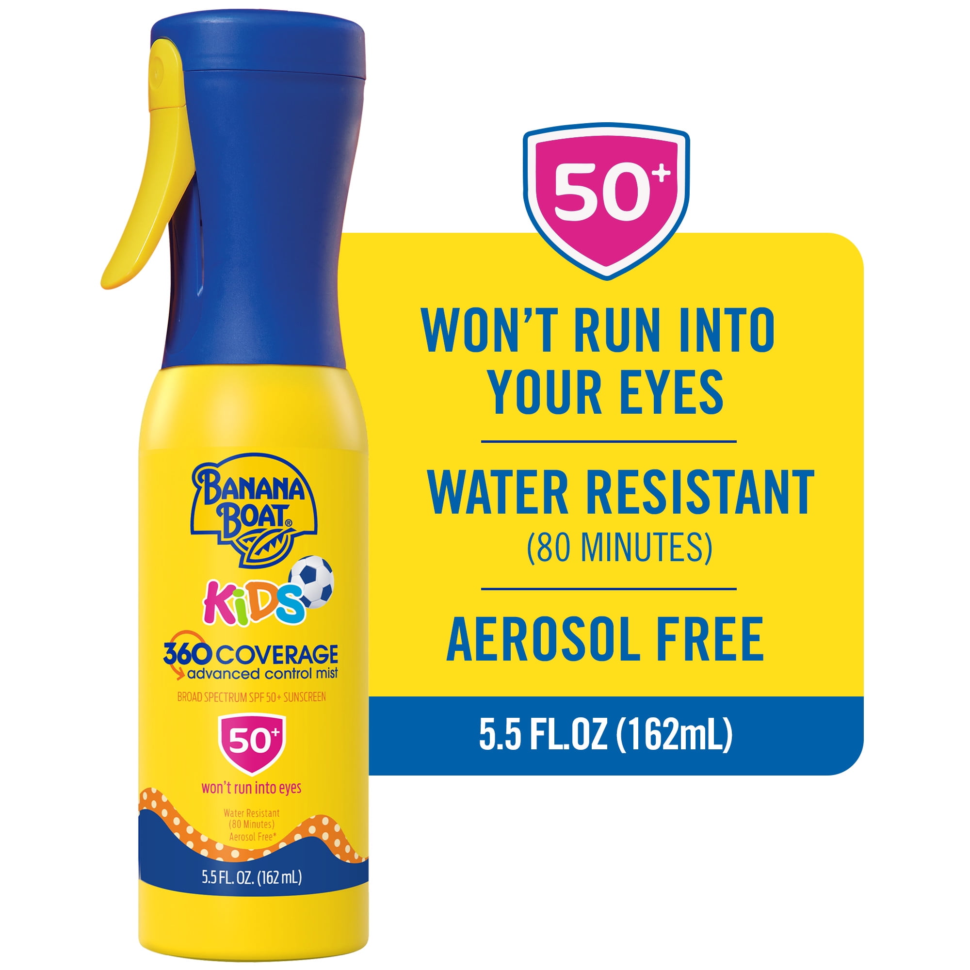 Banana Boat Kids 360 Coverage SPF 50 Sunscreen Mist (Refillable Spray, 5.5 fl oz) jhdl7