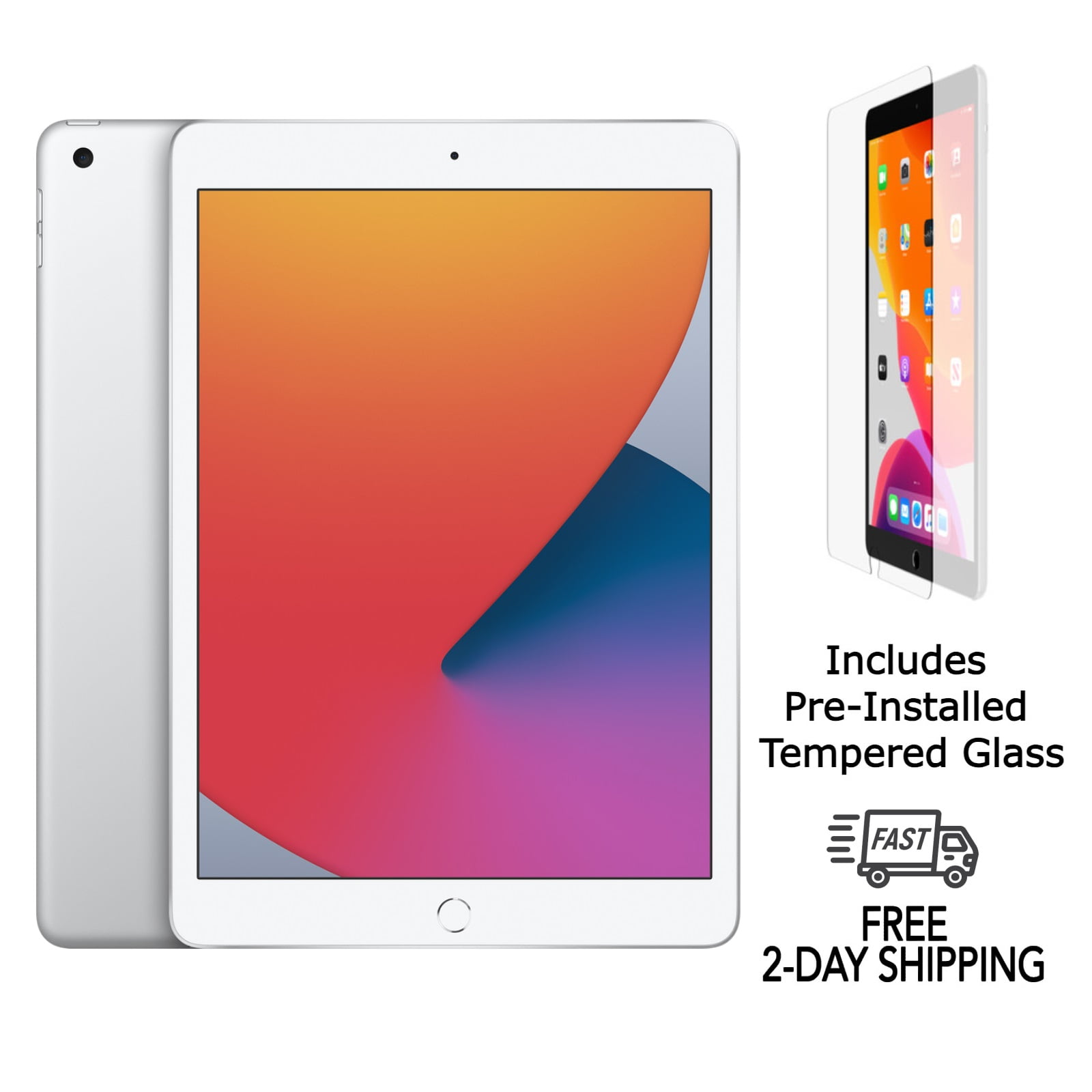 Apple iPad 7th Gen A2197 WiFi Tablet (Silver, 32GB) with Pre-Installed Tempered Glass Screen Protector zeknk