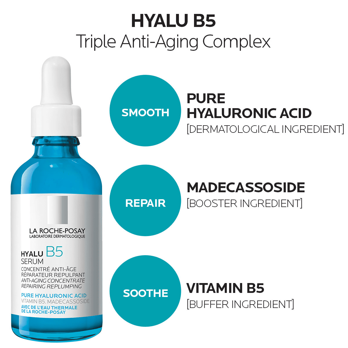 La Roche-Posay Hyalu B5 Pure Hyaluronic Acid Serum for Face, Anti-Aging Hydrating Formula (1.7 fl oz) pofpn