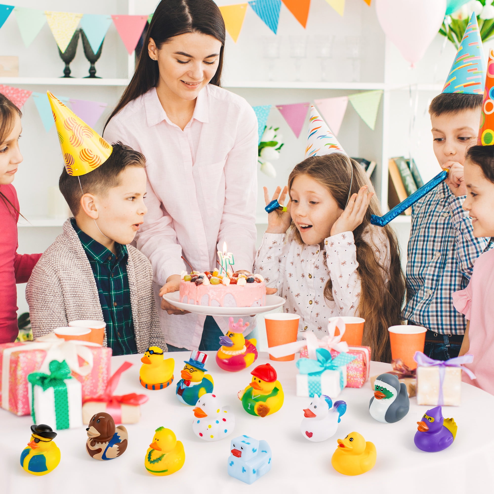 Joyfy Rubber Duck Bath Toys for Kids, Floating Mini Duckies for Party Favors and Pool Play (Assorted Colors, 30 Pack, 2 in) u899s