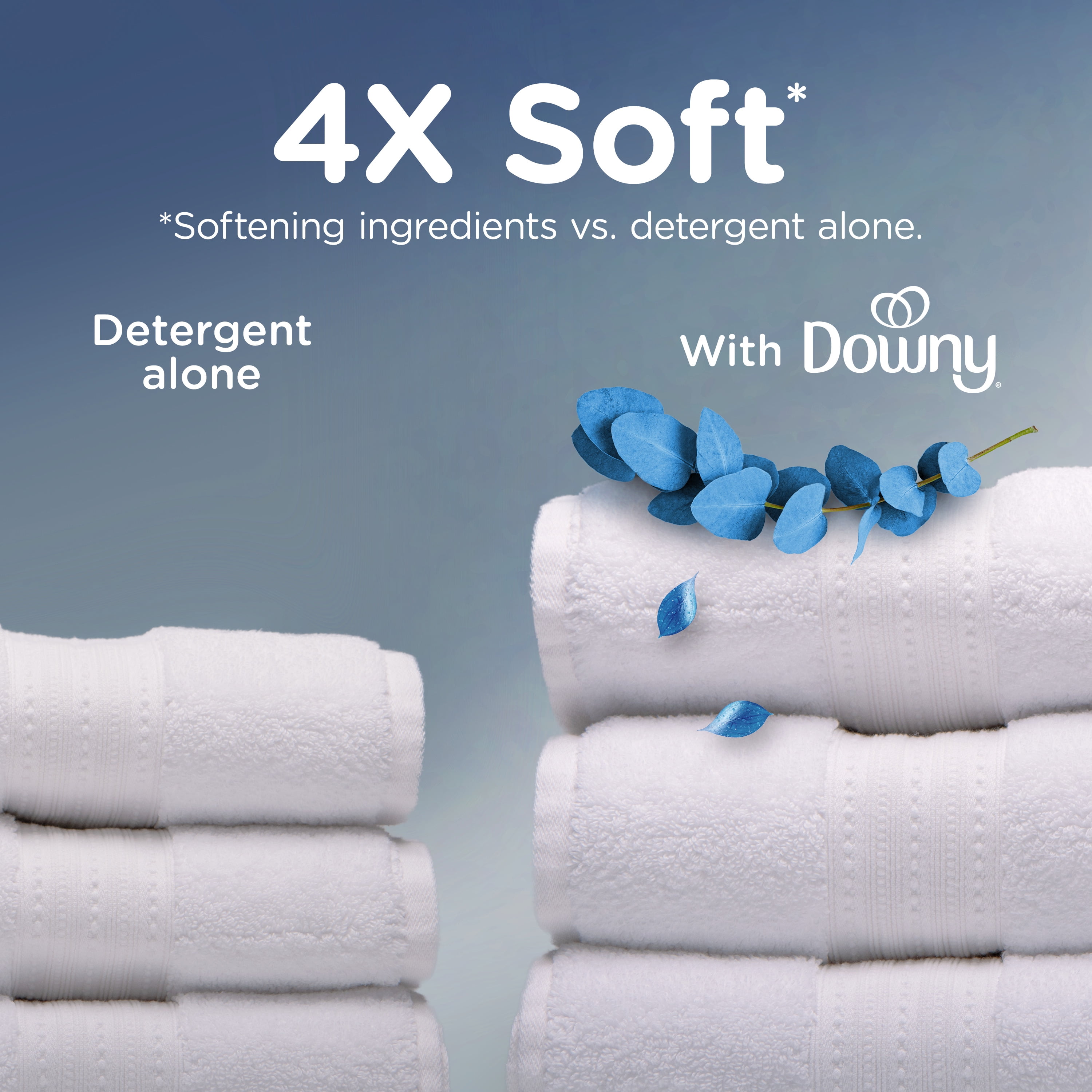 Downy Ultra Soft Liquid Fabric Softener, Crisp Rain & Blue Eucalyptus Scent, Long-Lasting Freshness (Blue, 93 fl oz) 8mmqf
