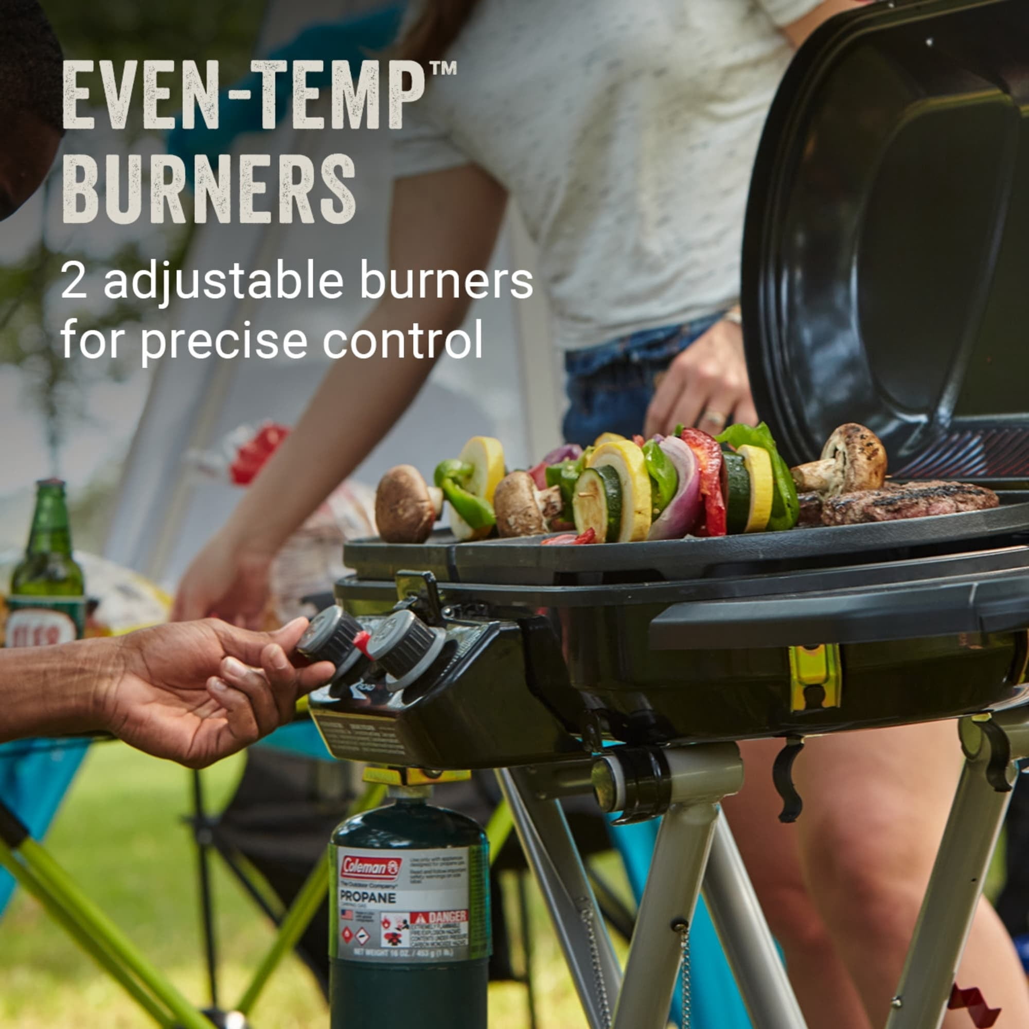 Coleman RoadTrip X-Cursion 2-Burner Propane Grill for Outdoor Camping and BBQ (Blue) x0qmt