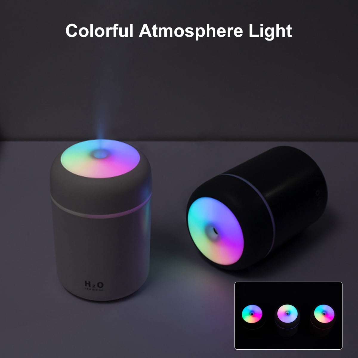 AWLYLNLL Portable Cool Mist Humidifier, Quiet Ultrasonic Desktop Personal Humidifier with LED Night Light (White, 10 fl oz) qtztv