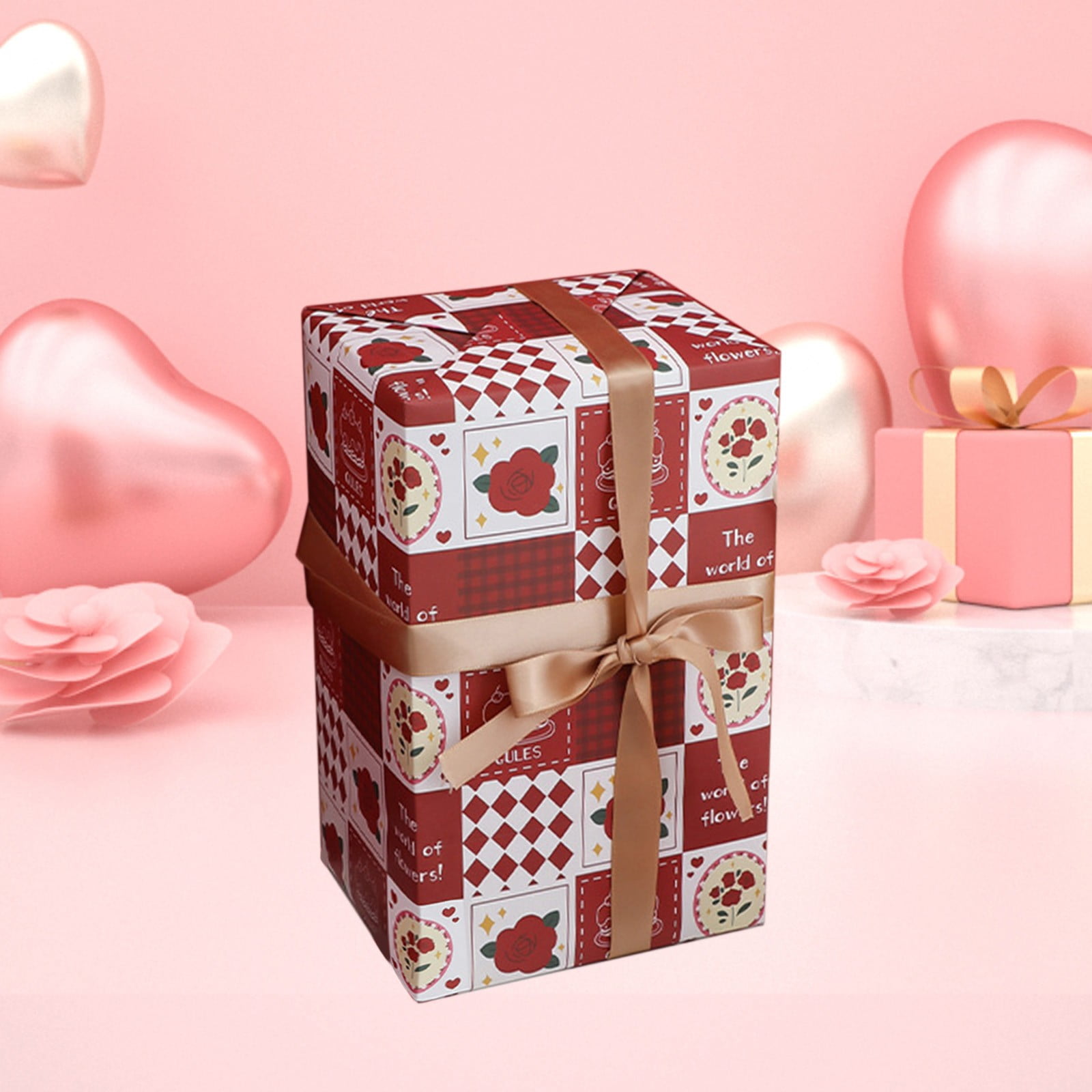 YUNAFFT Valentine's Day Decorative Scrapbook Paper Pack (Red Pink Heart, 6 Sheets, 27.5 in x 19.6 in) mifva
