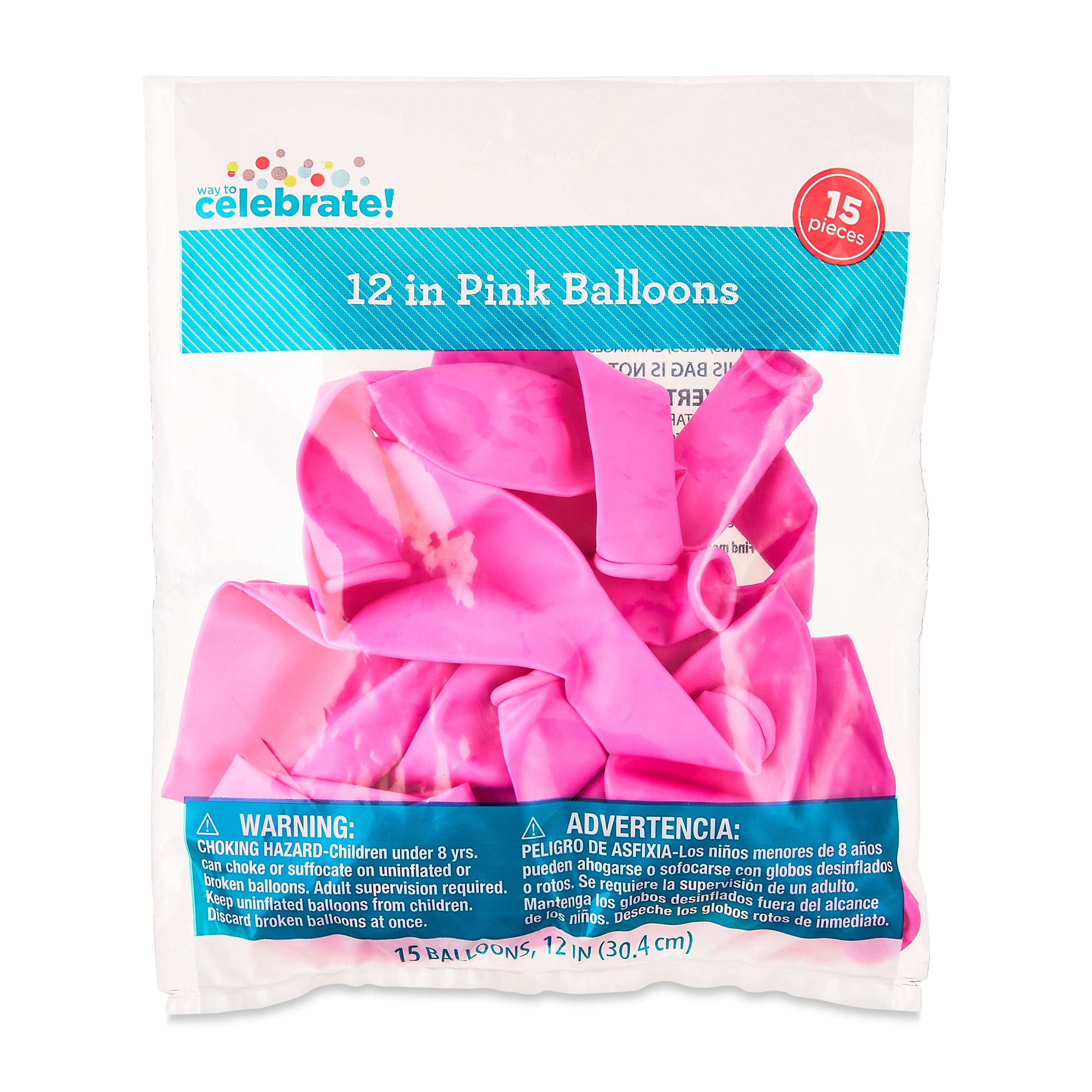 Way To Celebrate Latex Party Balloons, Decorative Event Supplies (Pink, 15 Pieces, 12 in) vjnfz