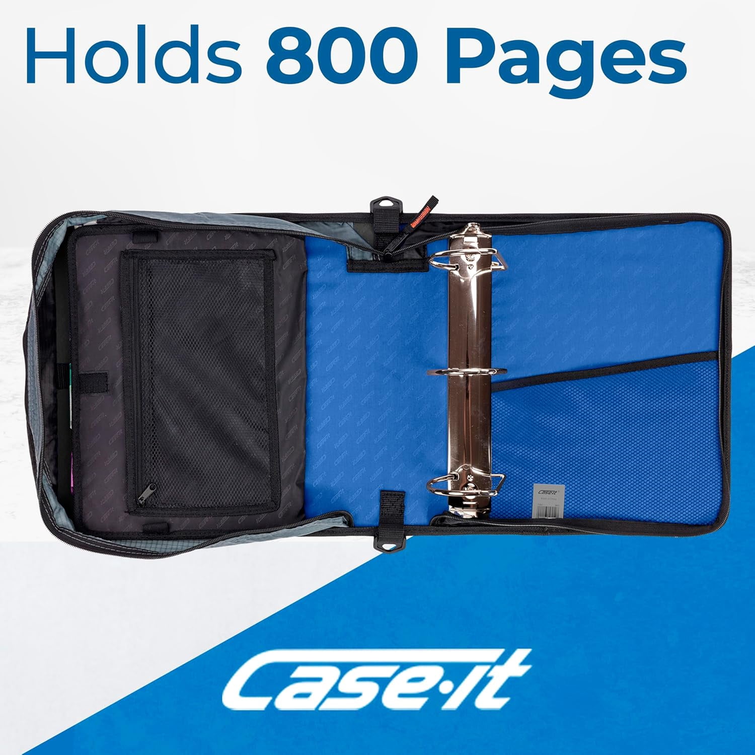 Case-it King Size Mighty Zip Tab Binder (Midnight Blue, 4 in Capacity) u2fcz - Image 4