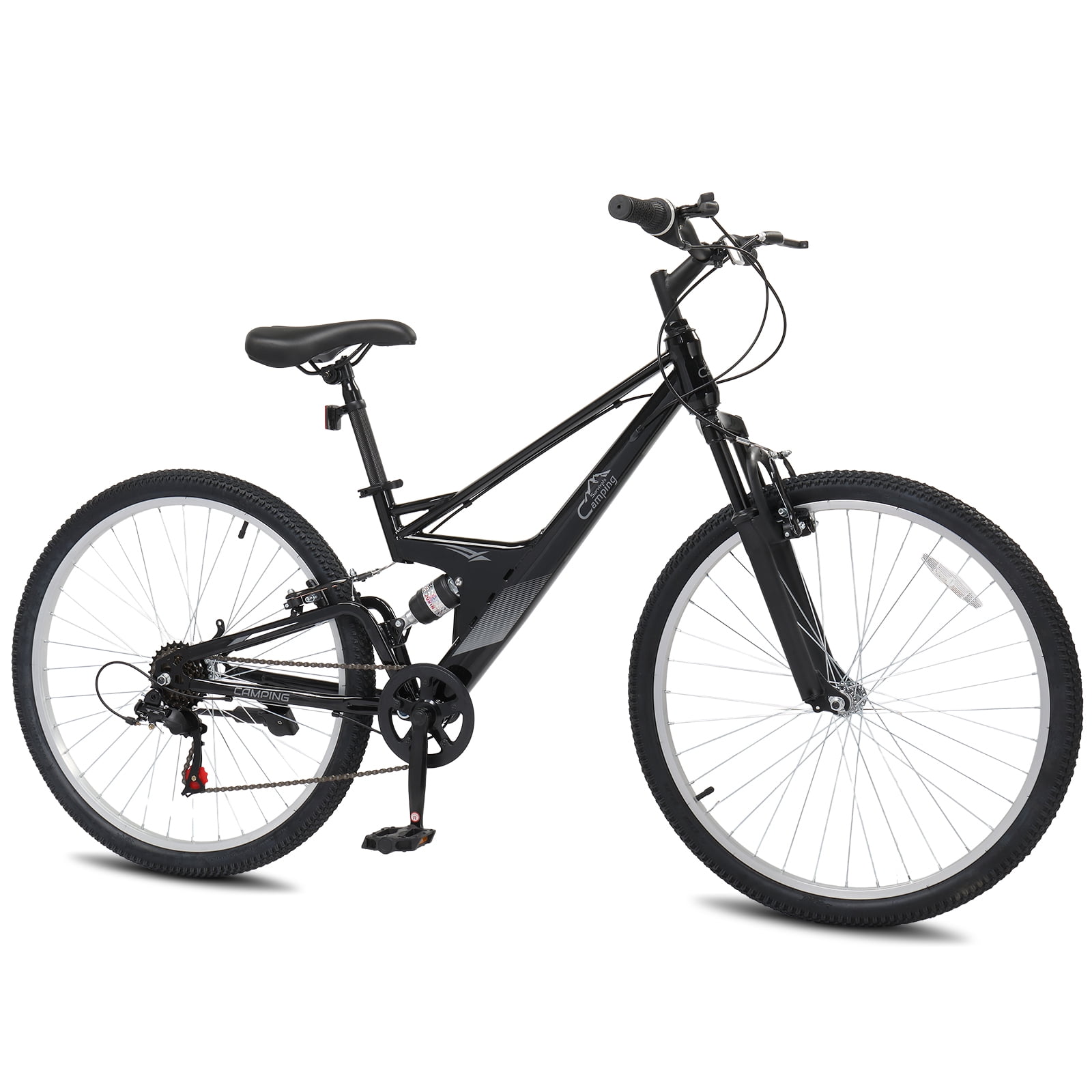 UBesGoo 26 in Mountain Bike, 7-Speed Full Suspension Trail Bicycle (Black, 26 in) sw12b