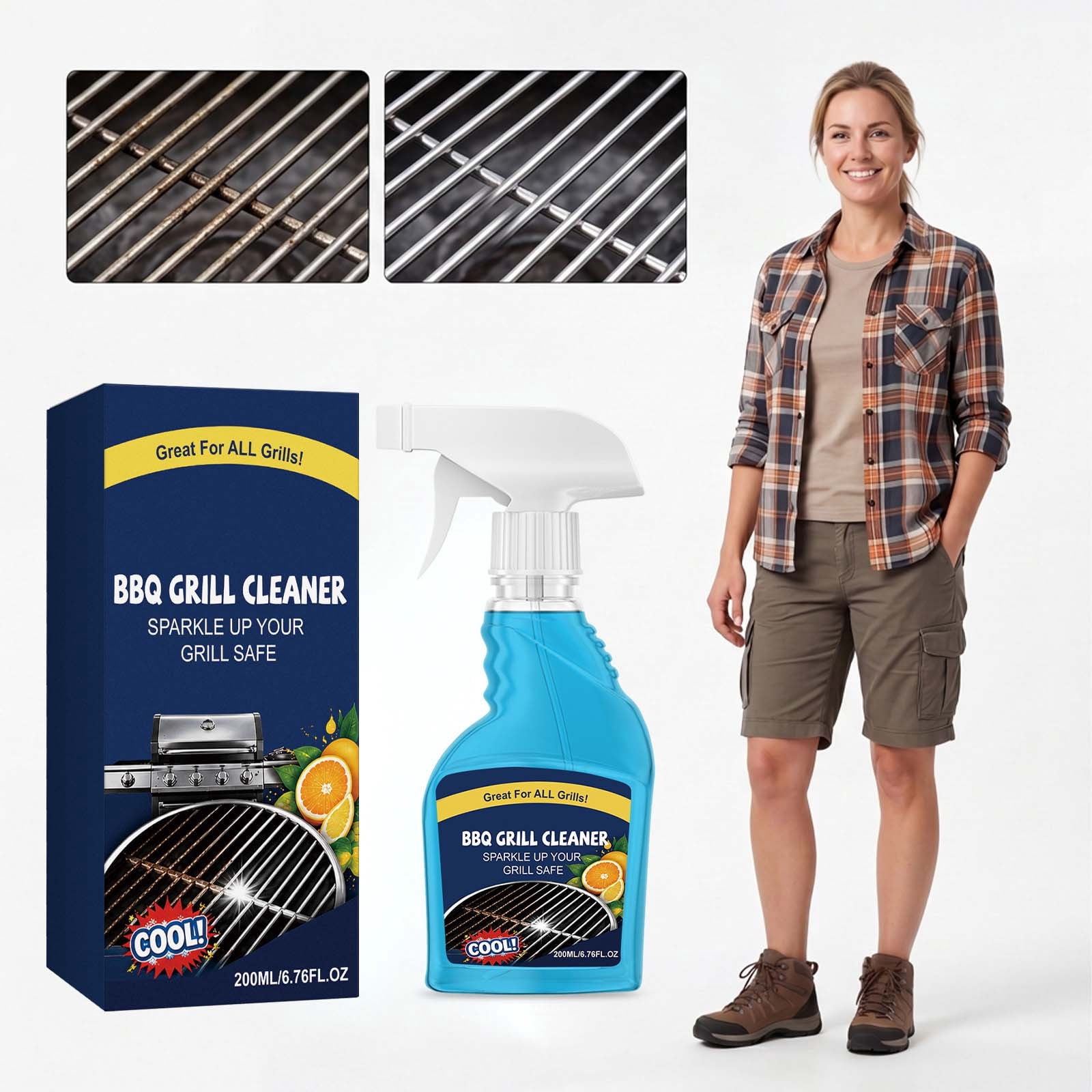 Fdksdf BBQ Grill Cleaner Spray Heavy-Duty Degreaser for Gas and Charcoal Grills (6.76 fl oz) ykdqz