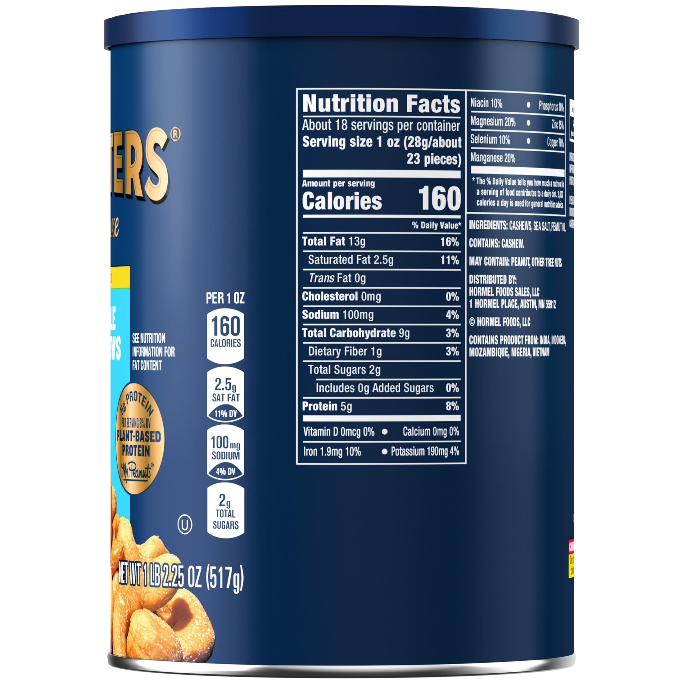PLANTERS Deluxe Salted Whole Cashews, Roasted Nut Snack, Plant Based Protein (18.25 oz) 554a6