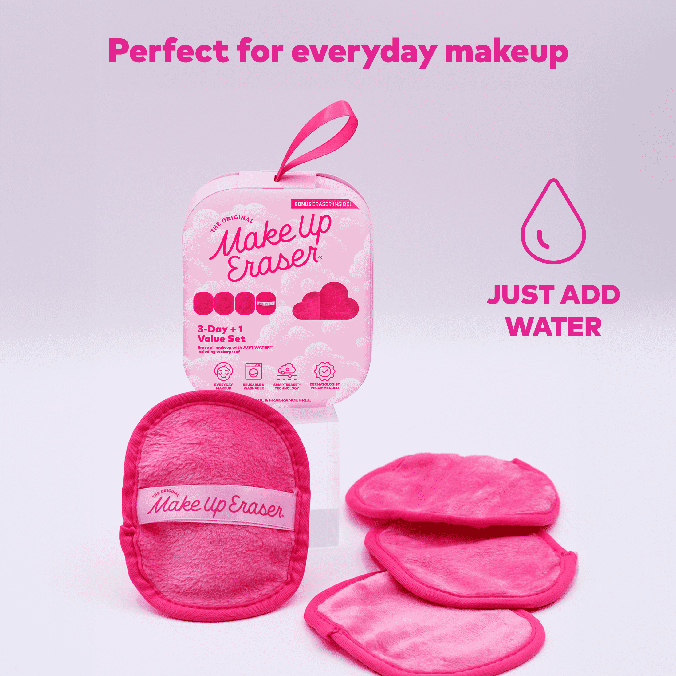 The Original MakeUp Eraser Reusable Makeup Remover Cloth Set (Pink, 3-Day Set) ncbf2