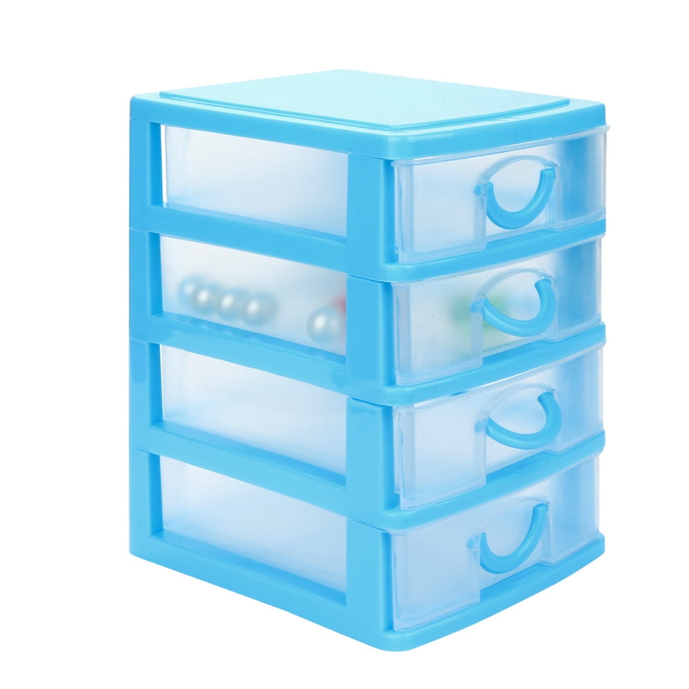 aoksee Desktop Storage Organizer Drawer Durable Plastic Mini Sundries Case (Blue, 6 in x 4 in x 3 in) kwsd3