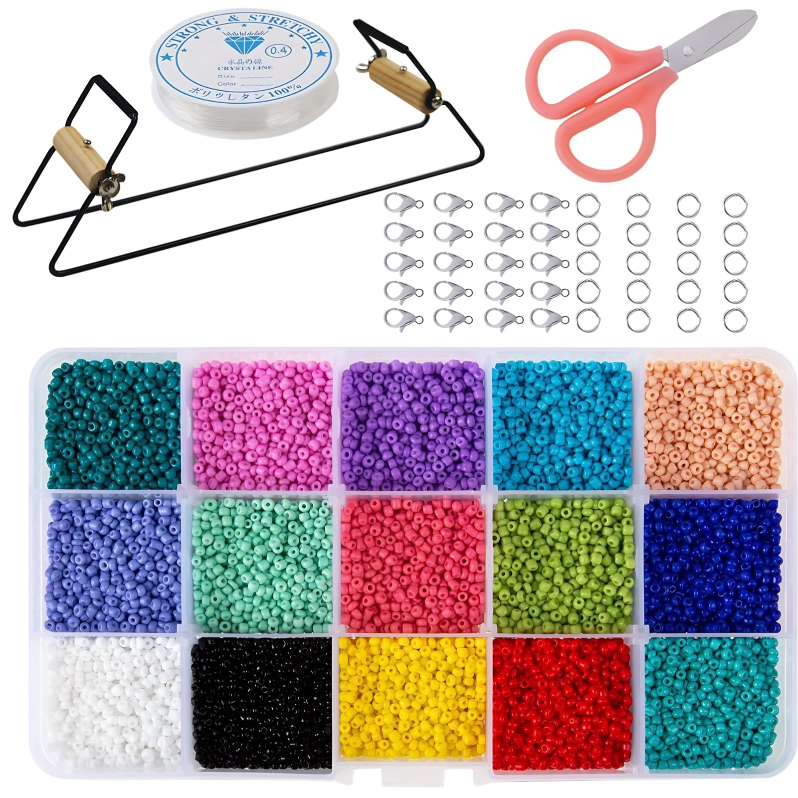 Toyokar Beading Loom for Jewelry Making, Stainless Steel Weaving Tool with Wood Handle (Black, 44 Piece Set) u33kz