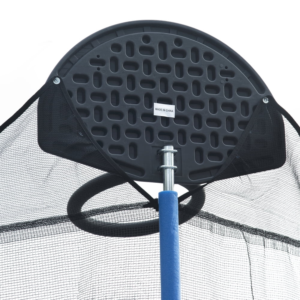 JINS & VICO Outdoor Trampoline with Basketball Hoop and Safety Enclosure (Blue, 14 ft) vekyb