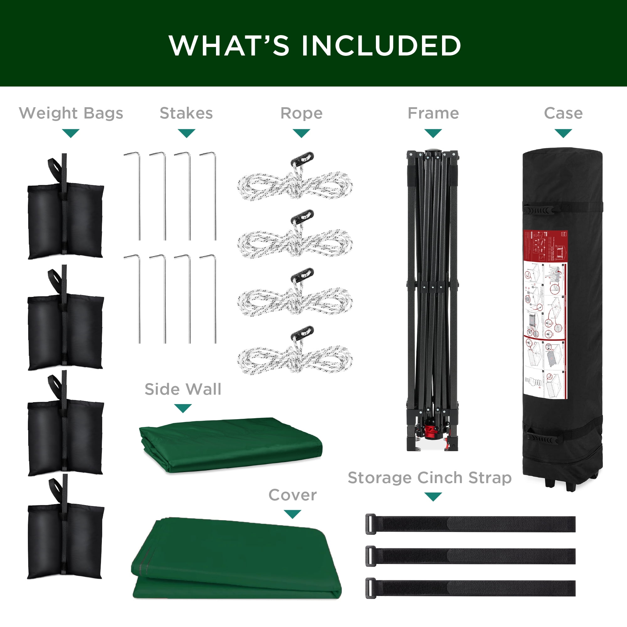 Best Choice Products Pop Up Canopy Tent with Side Wall and Carrying Case (Forest Green, 10 ft x 10 ft) 6s8de